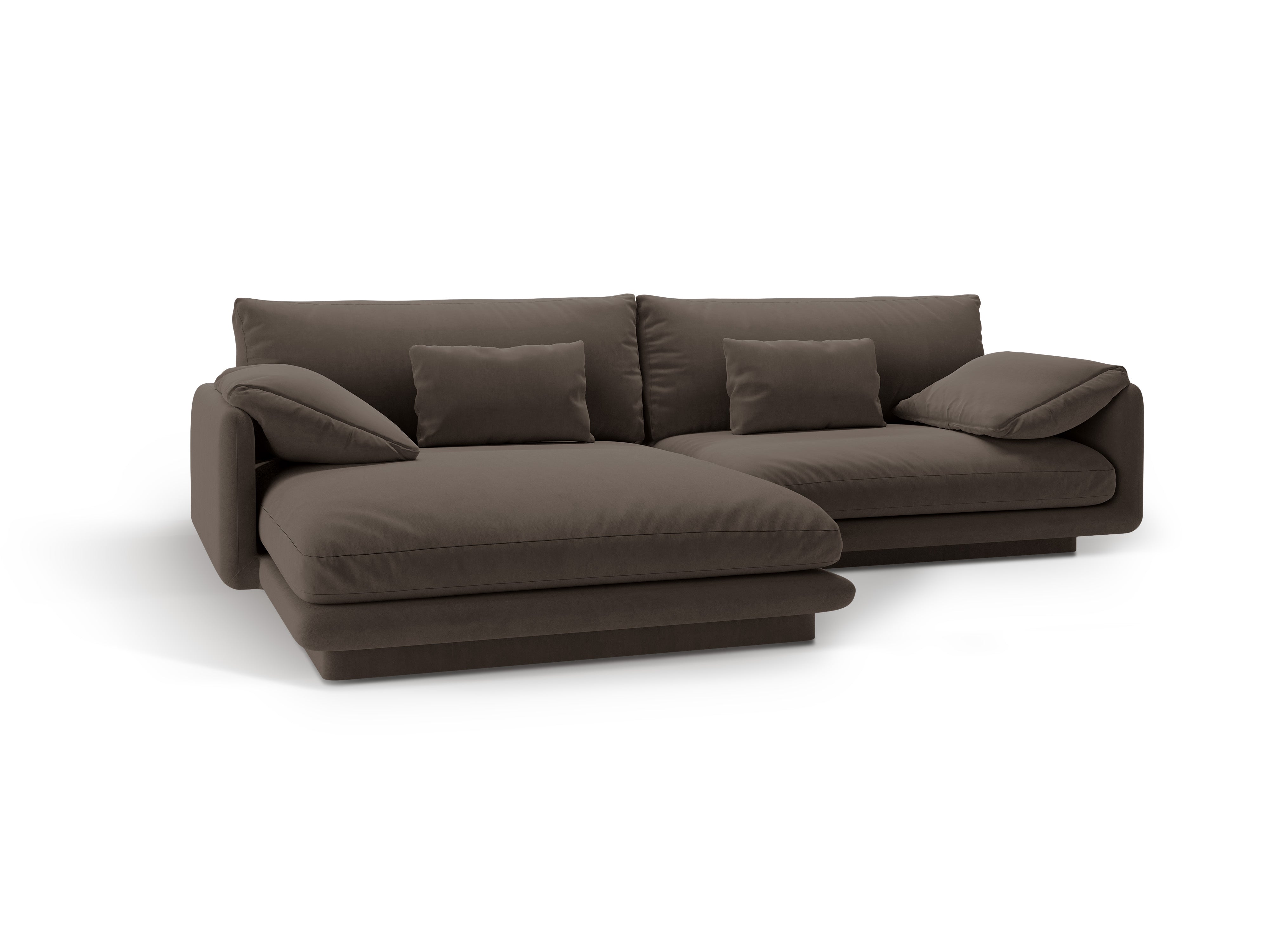Velvet corner of 4-person left-sided Torino Heban brown