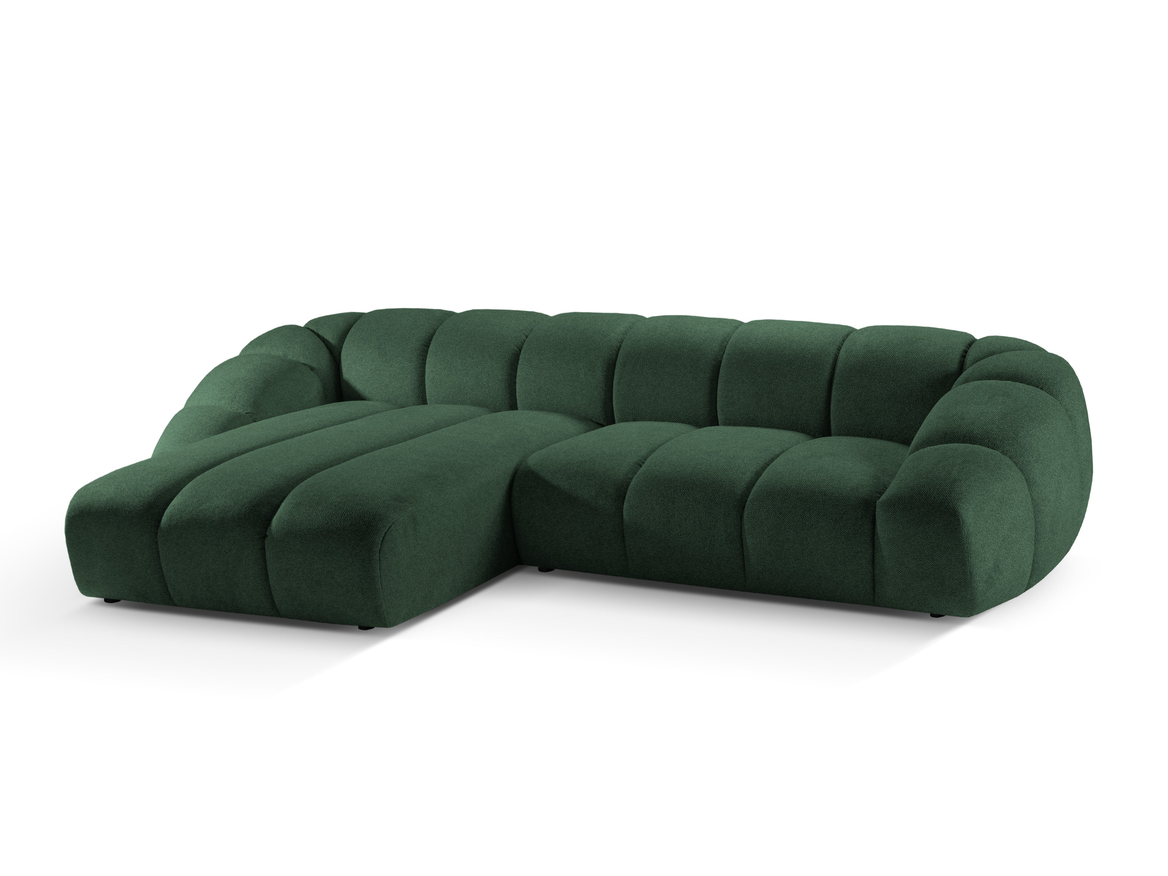 Velvet Left Corner Sofa, "Diana", 4 Seats, Green, 334x182x72
Made in Europe