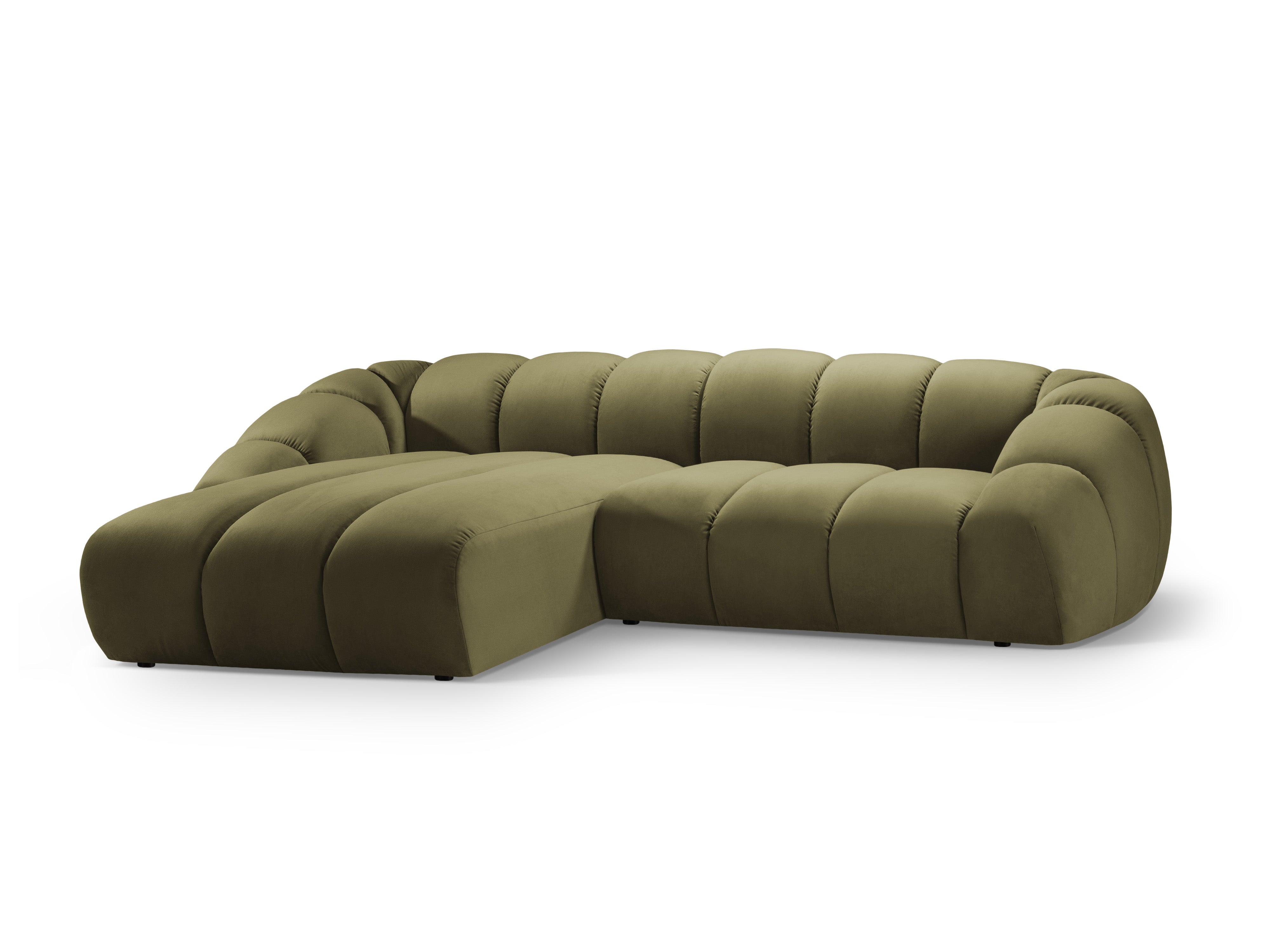 Velvet Left Corner Sofa, "Diana", 4 Seats, Green, 334x182x72
Made in Europe