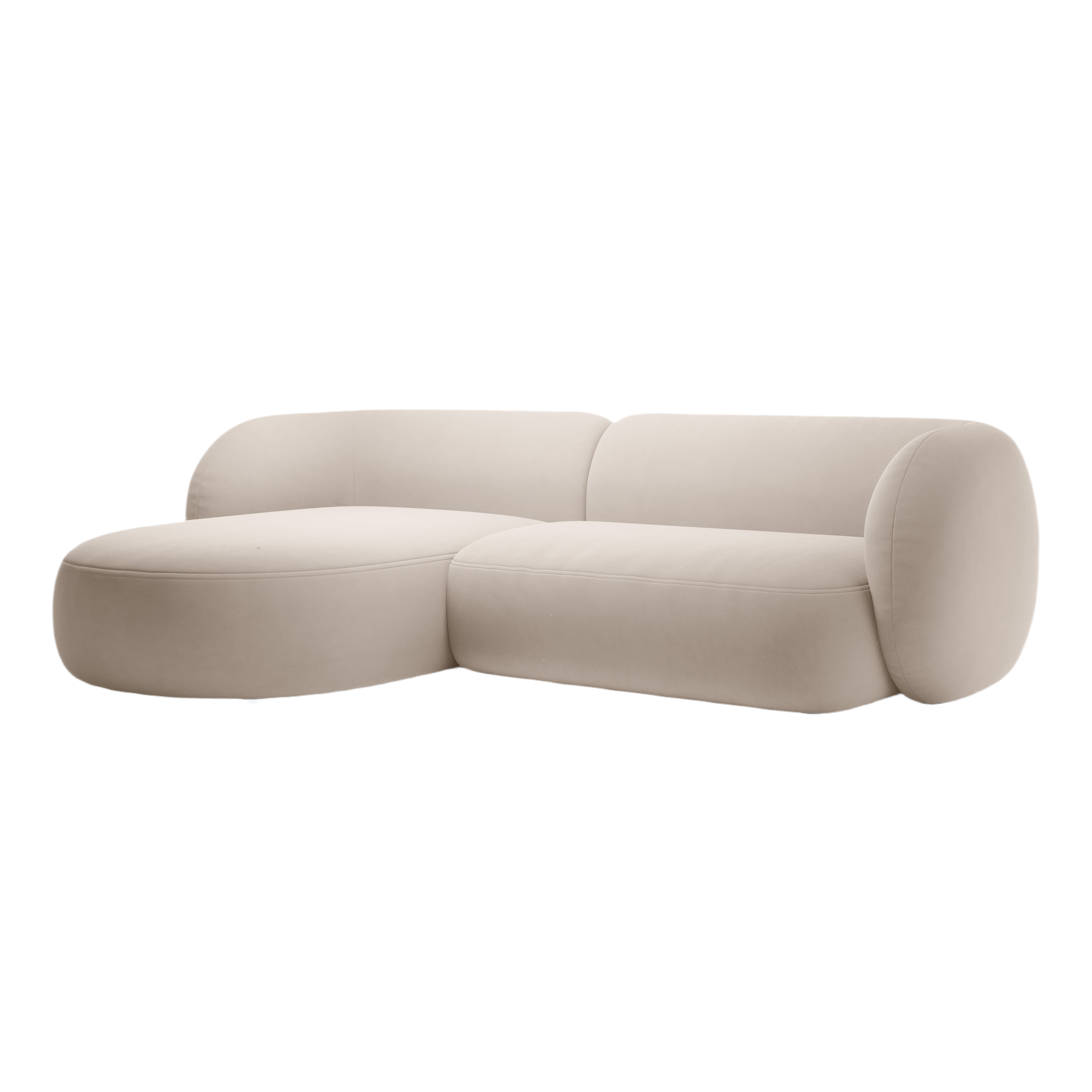 Samt-Ecksofa linksseitig 3-sitzig KATE beige
