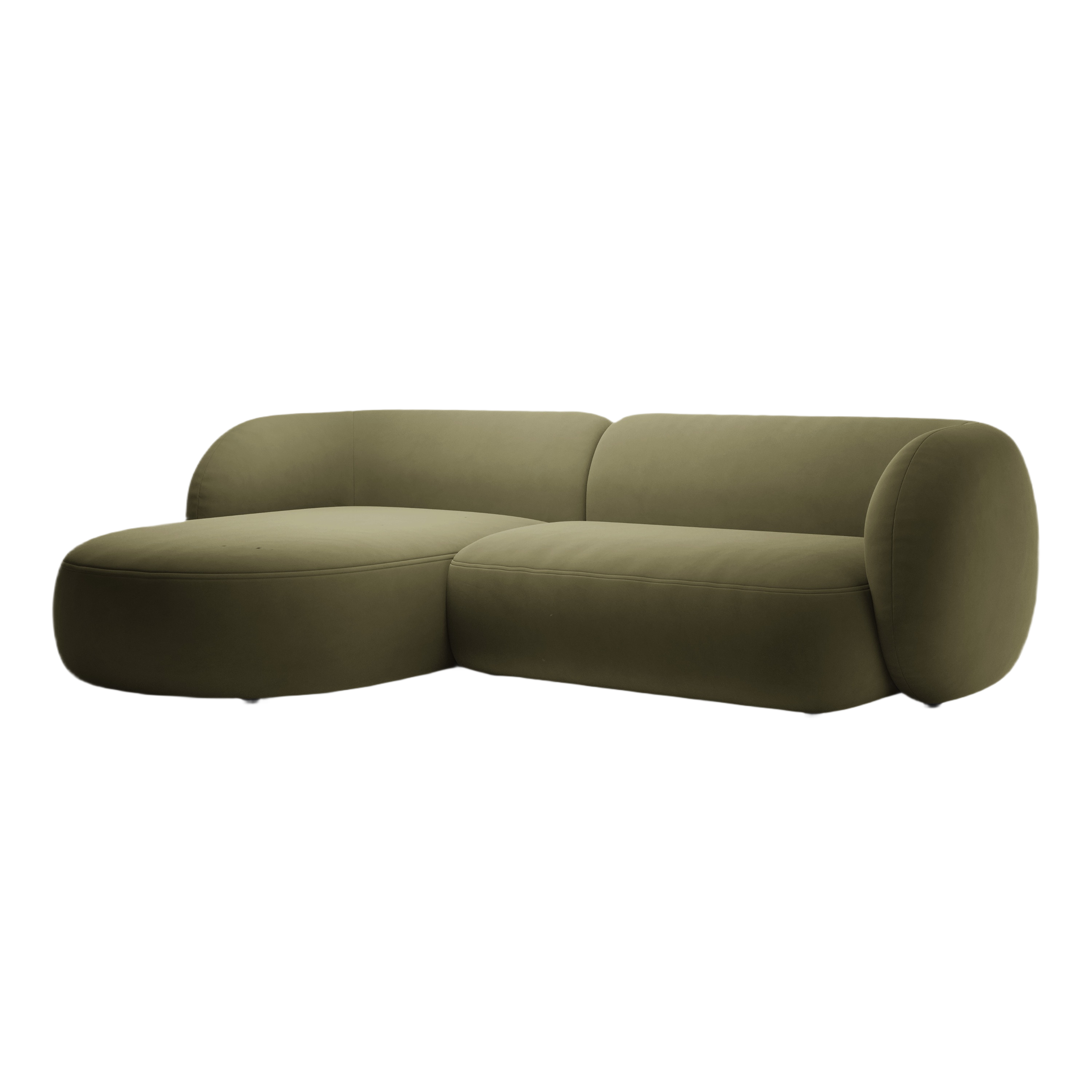 Samt-Ecksofa linksseitig 3-sitzig KATE grün