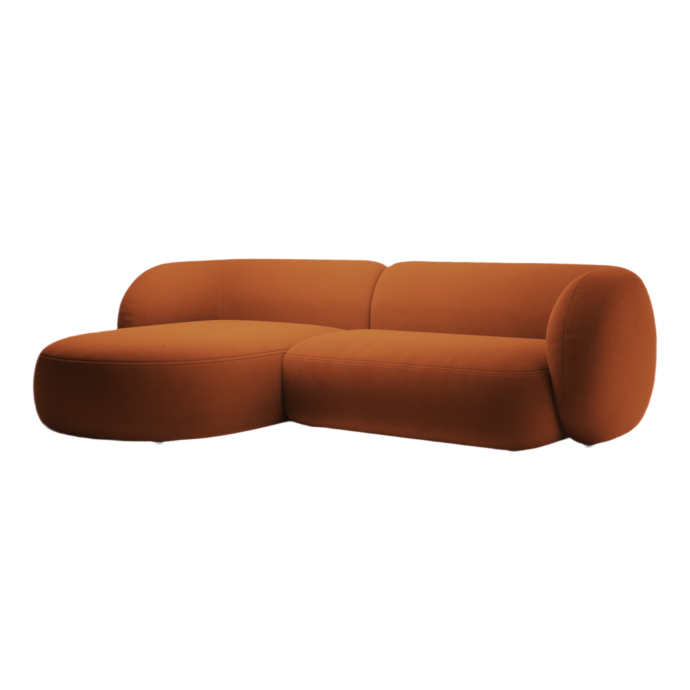 Samt-Ecksofa linksseitig 3-sitzig KATE terracotta