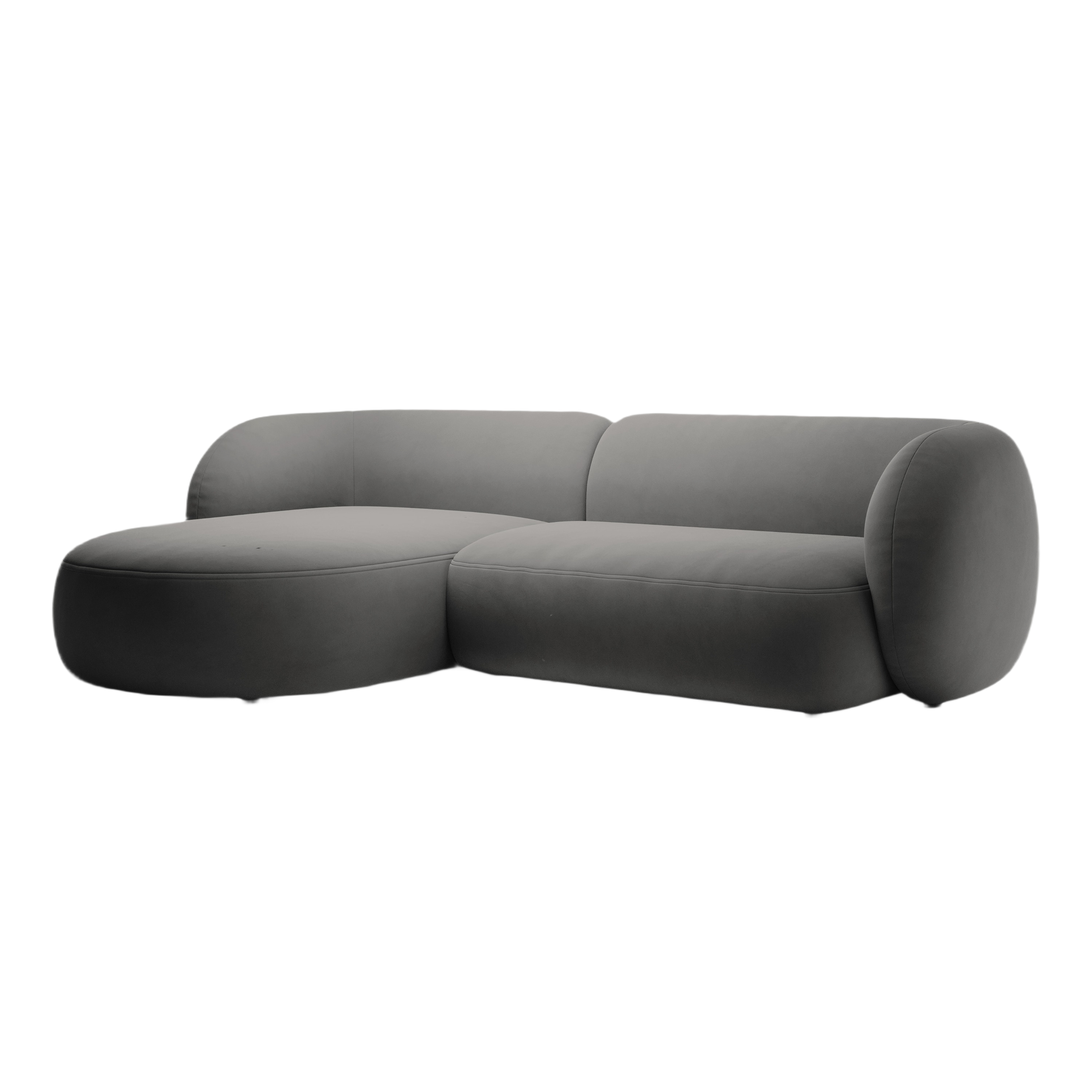 Samt-Ecksofa linksseitig 3-sitzig KATE dunkelgrau