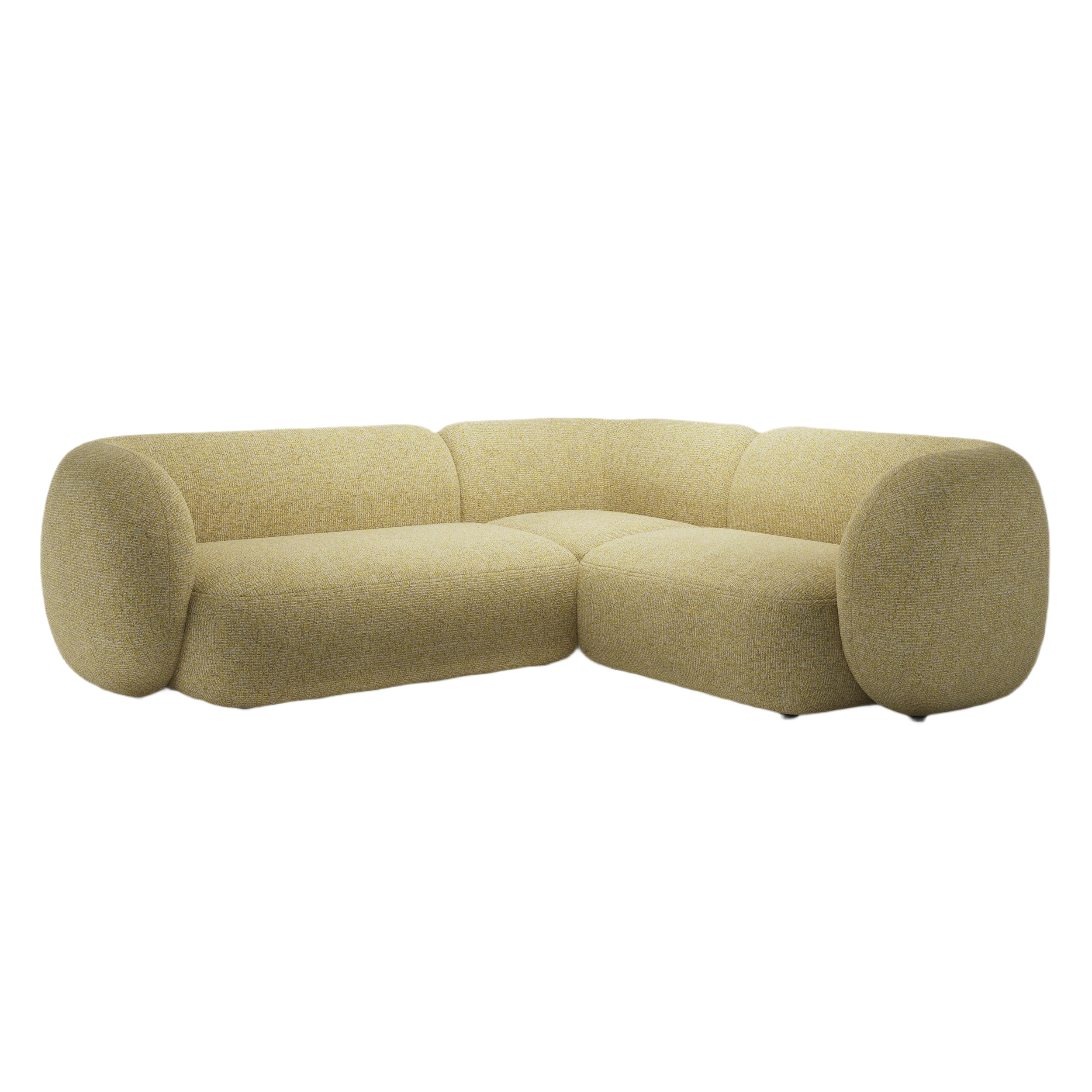 Right-facing 4-seater corner sofa KATE yellow mélange [Monika]