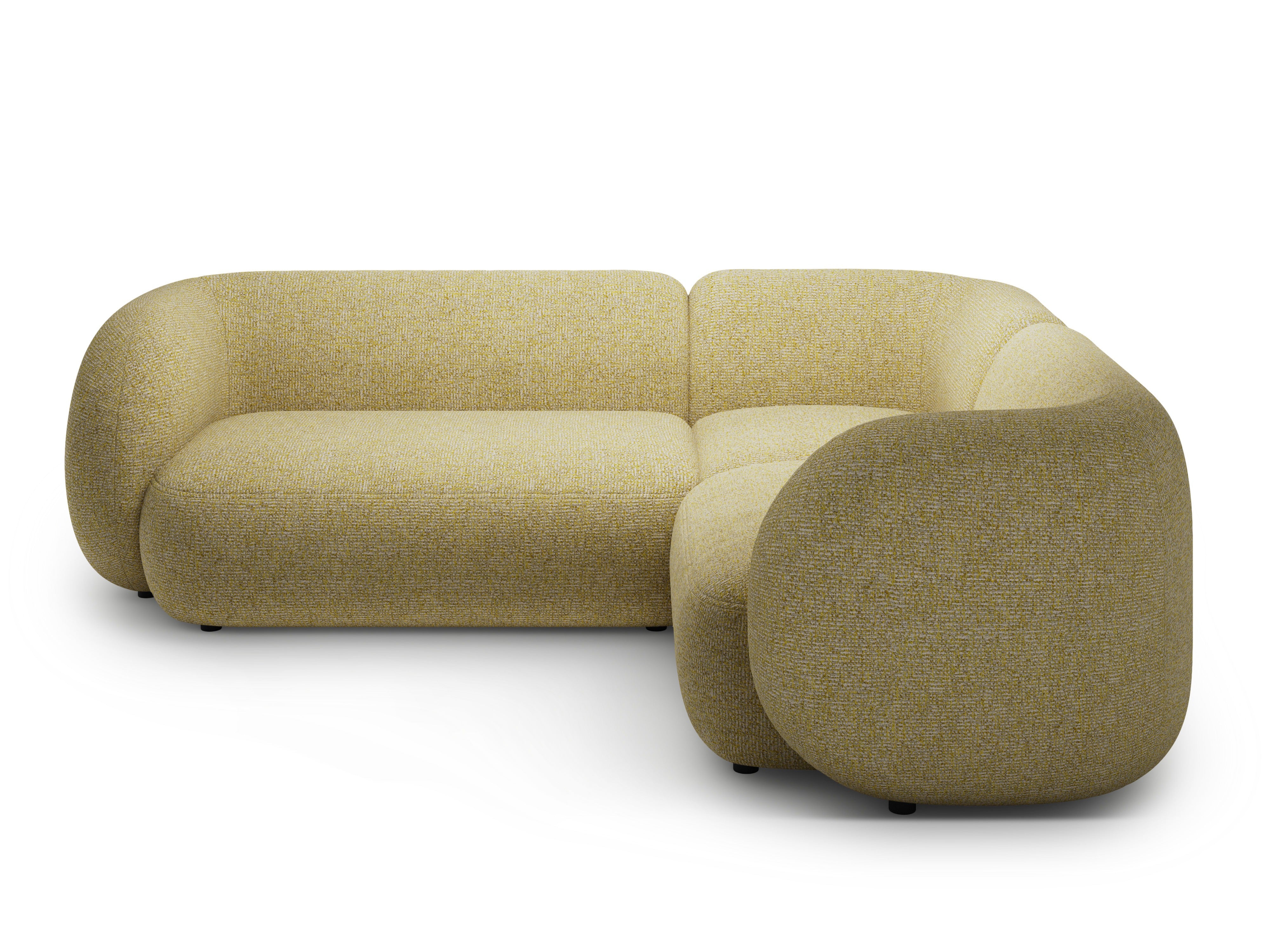 Right-facing 4-seater corner sofa KATE yellow mélange [Monika]