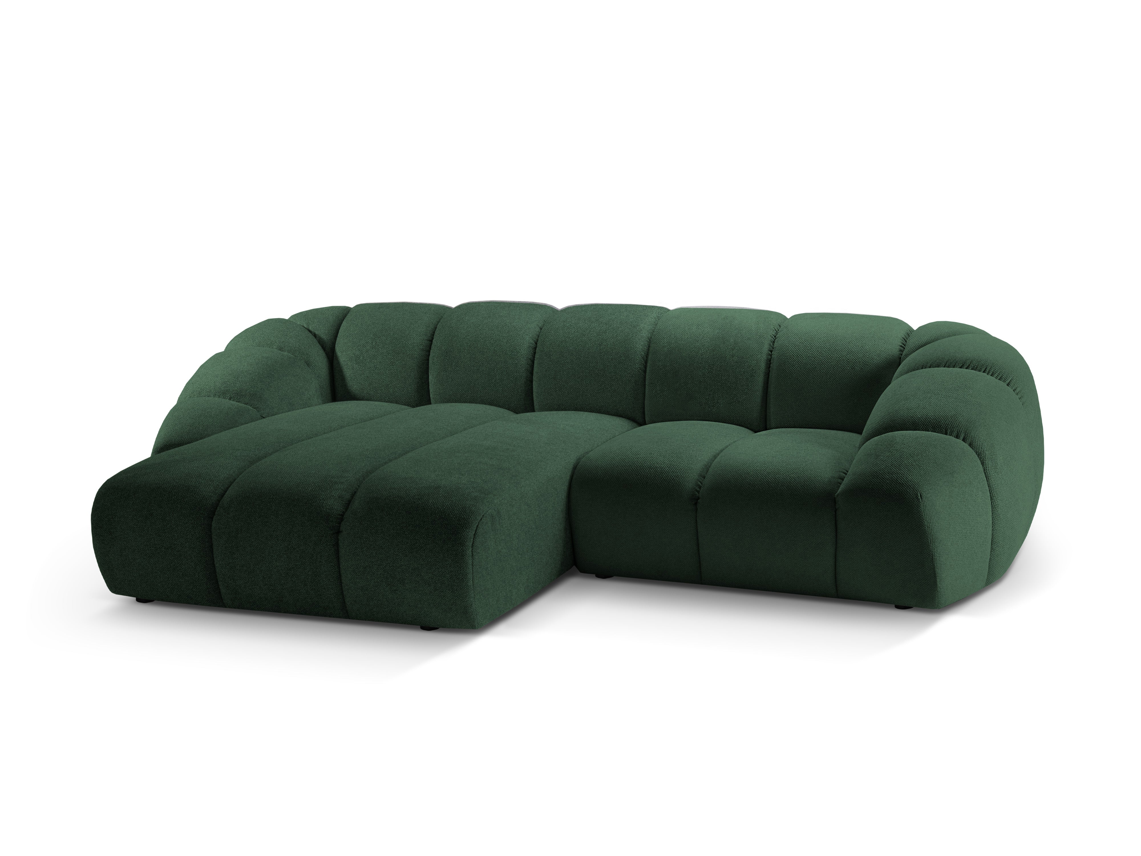 Velvet Left Corner Sofa, "Diana", 3 Seats, Green, 294x182x72
Made in Europe