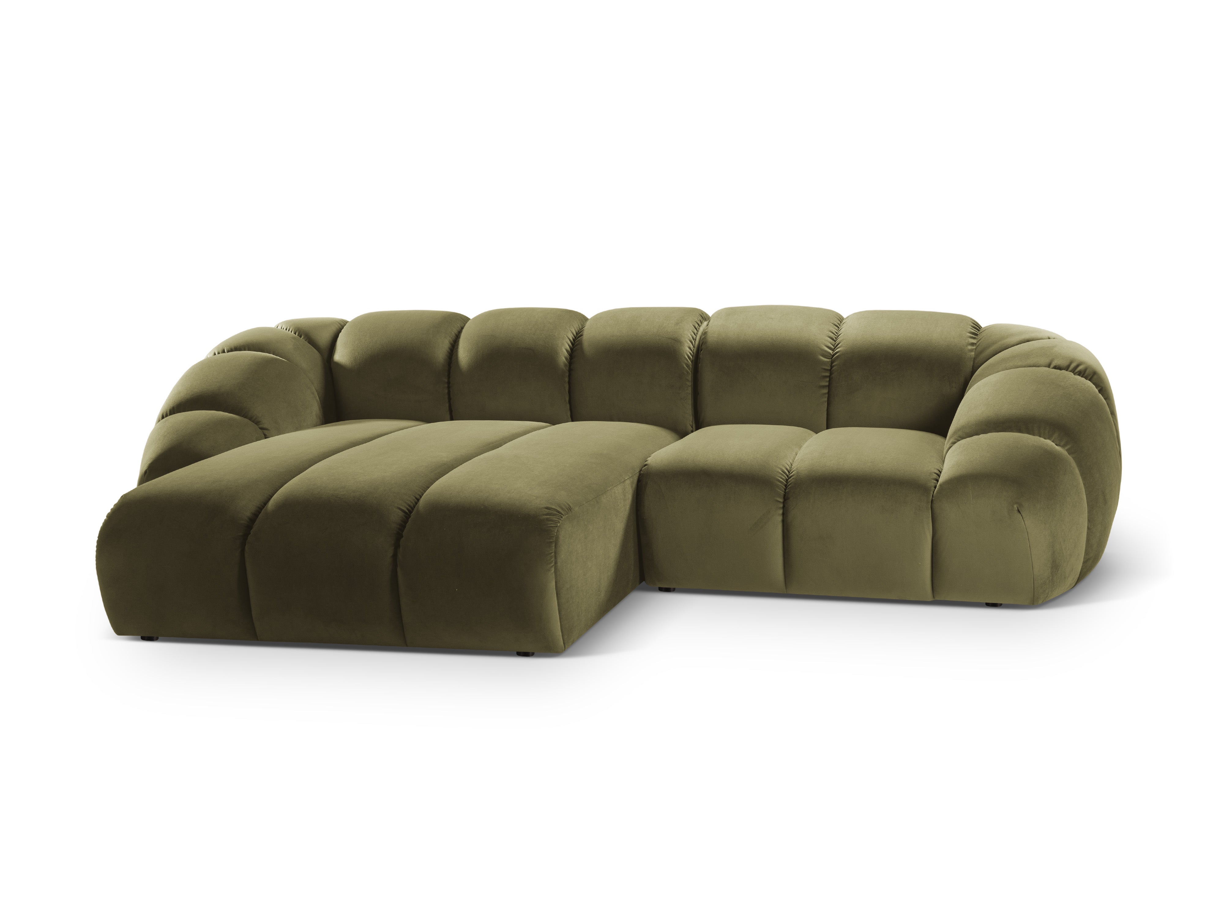 Velvet Left Corner Sofa, "Diana", 3 Seats, Green, 294x182x72
Made in Europe