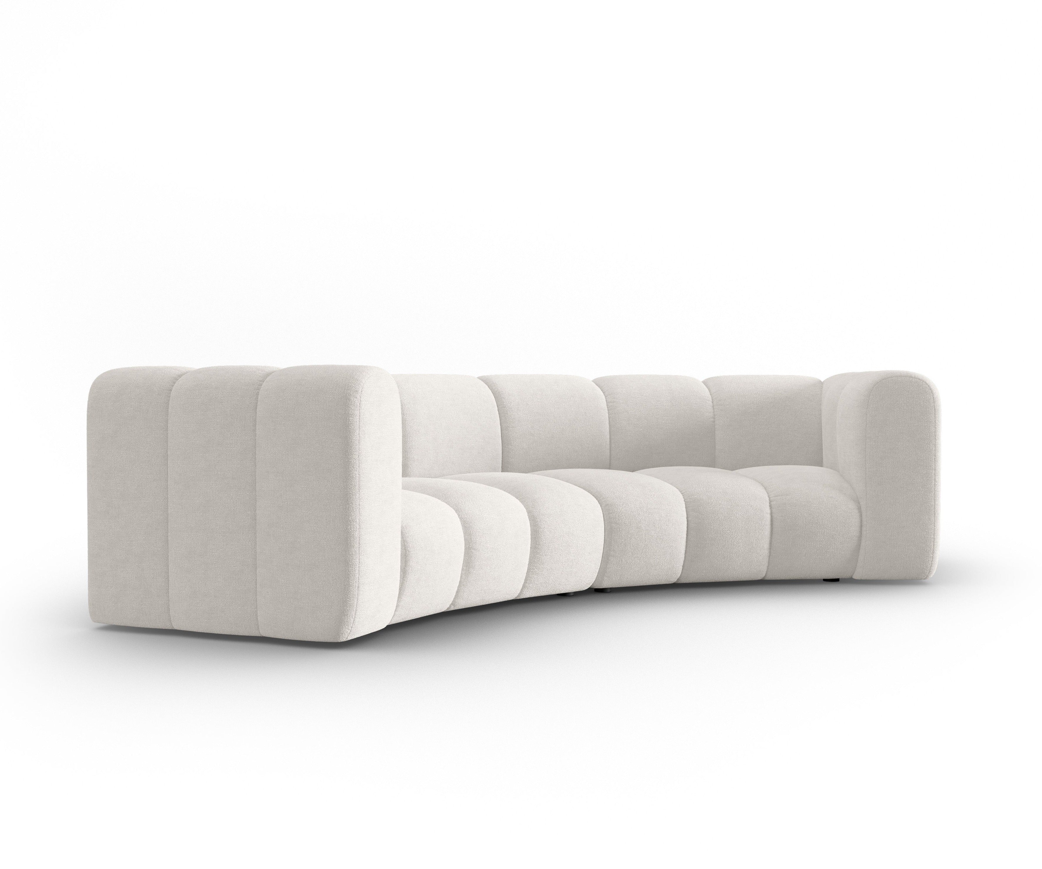 Sofa zaokrąglona w tkaninie szenilowej 3-osobowa LUPINE jasnobeżowy, Micadoni, Eye on Design