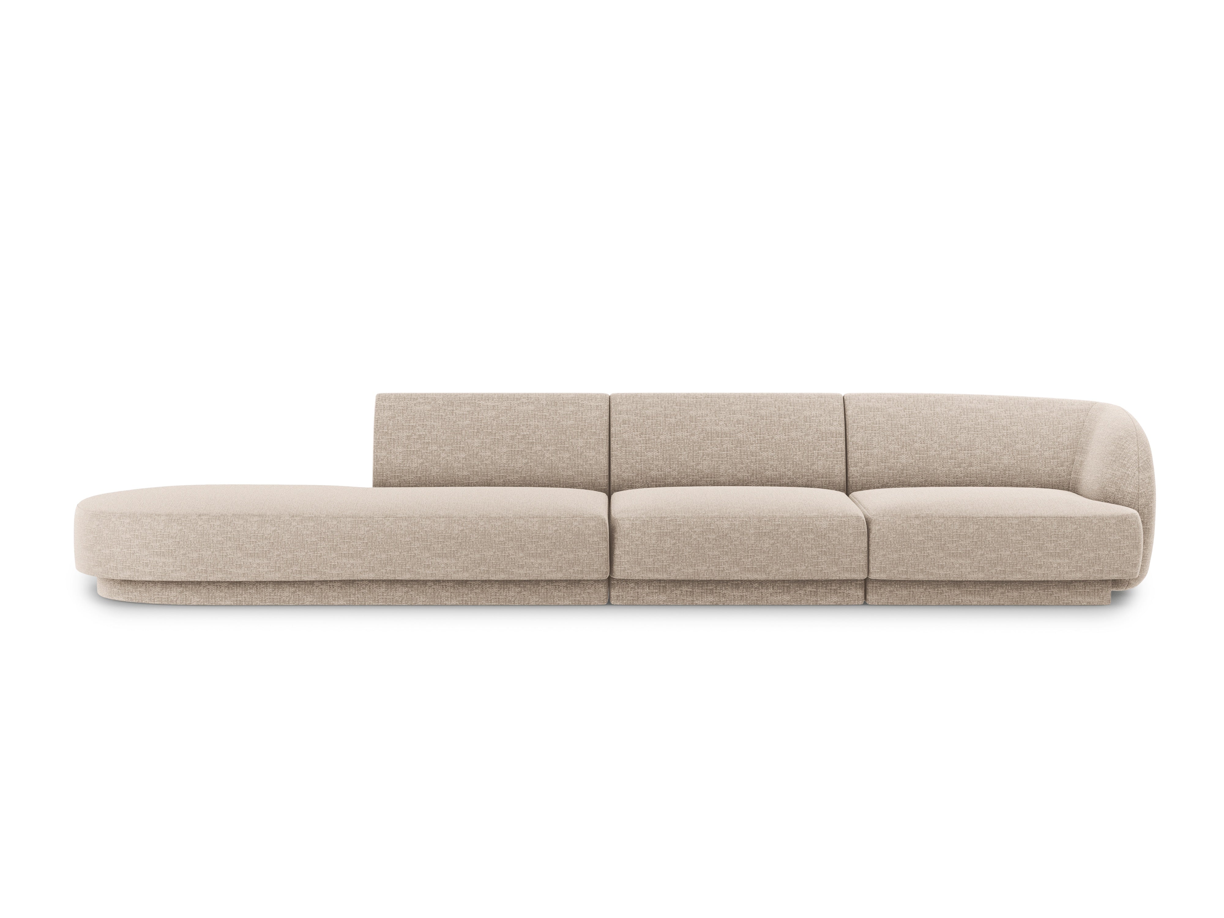 Open left-sided 4-seater sofa MILEY beige chenille