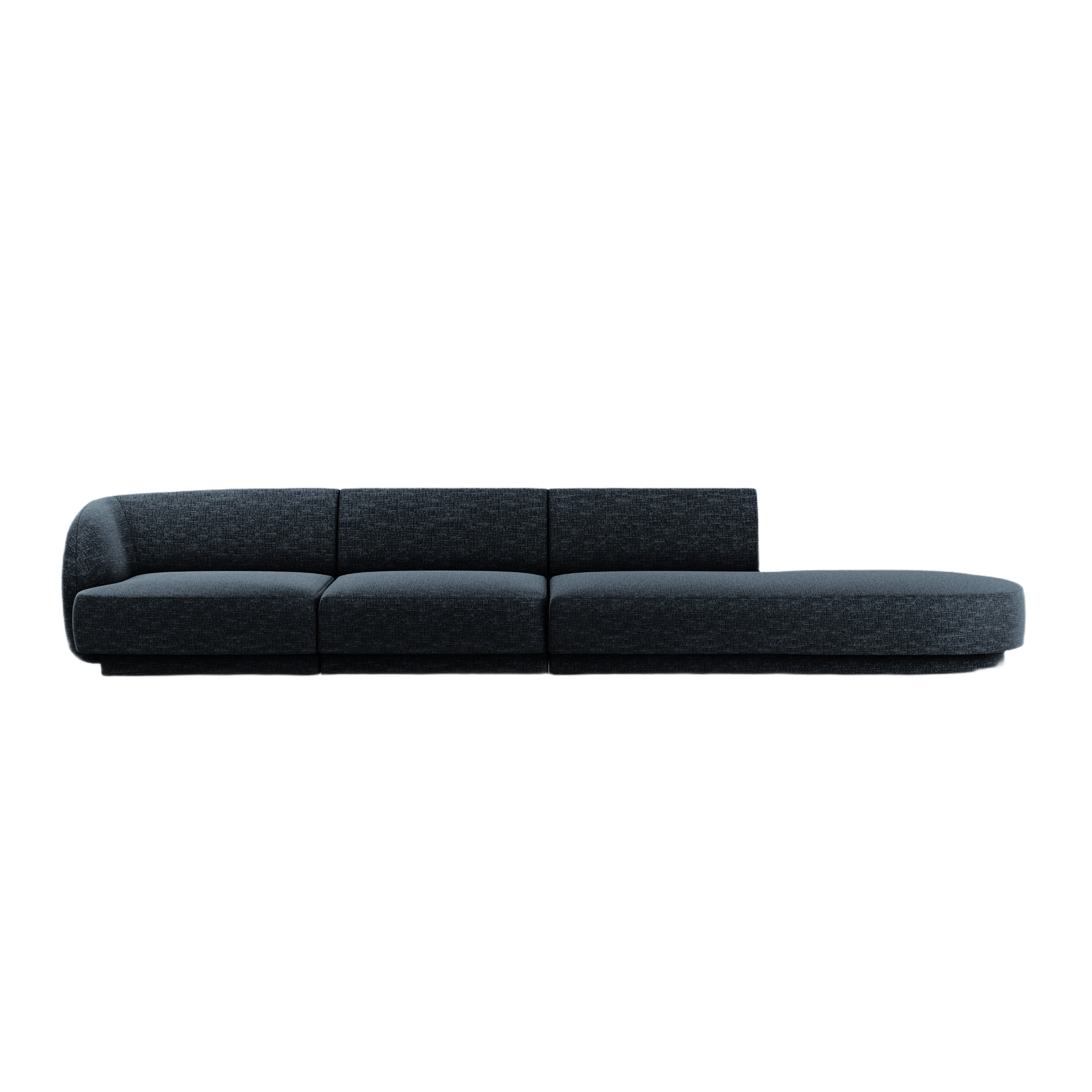 Sofa prawostronna 4-osobowa otwarta MILEY granatowy szenil jedwabisty