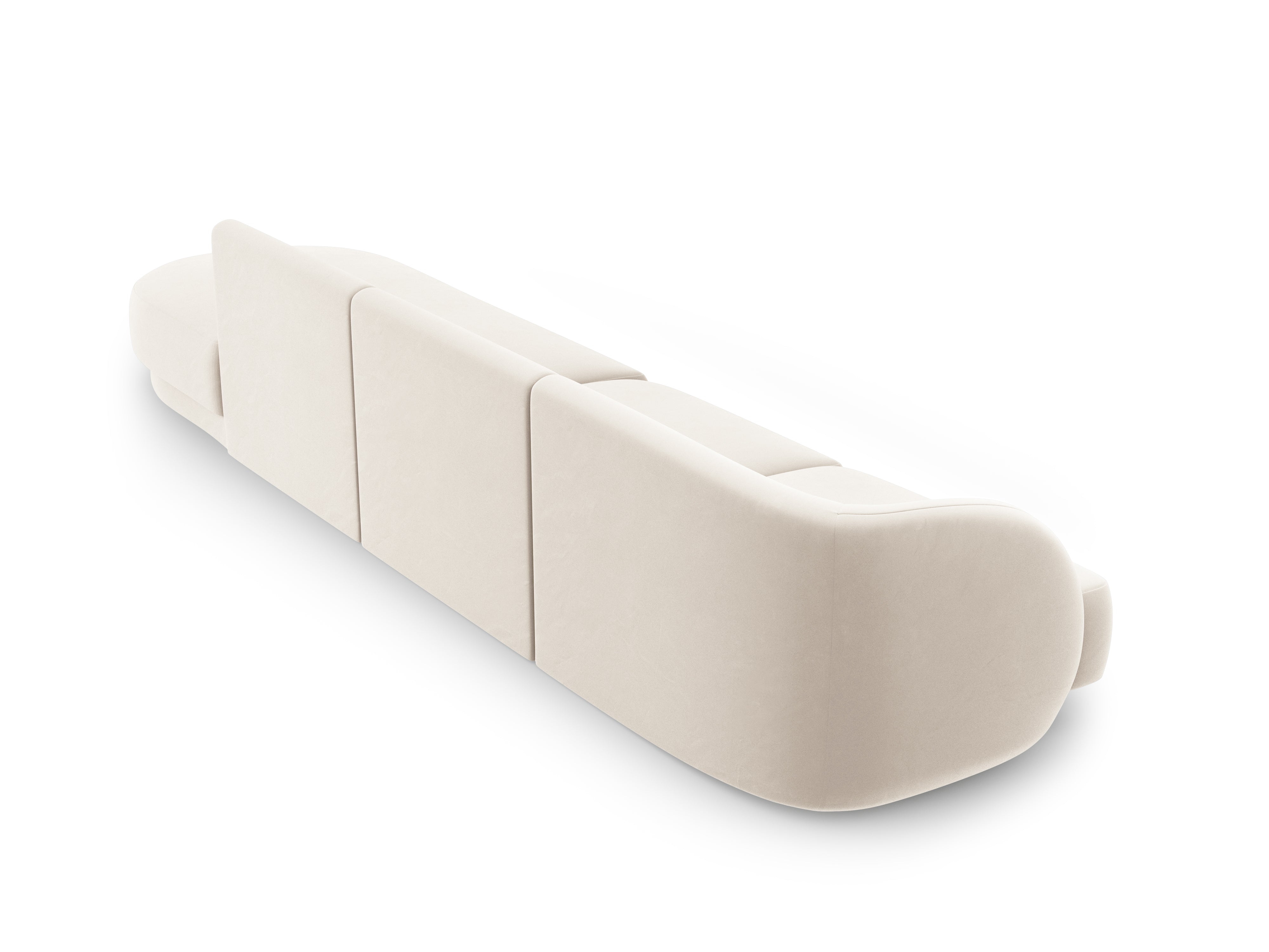 Sofa aksamitna prawostronna 4-osobowa otwarta MILEY beżowy Micadoni    Eye on Design