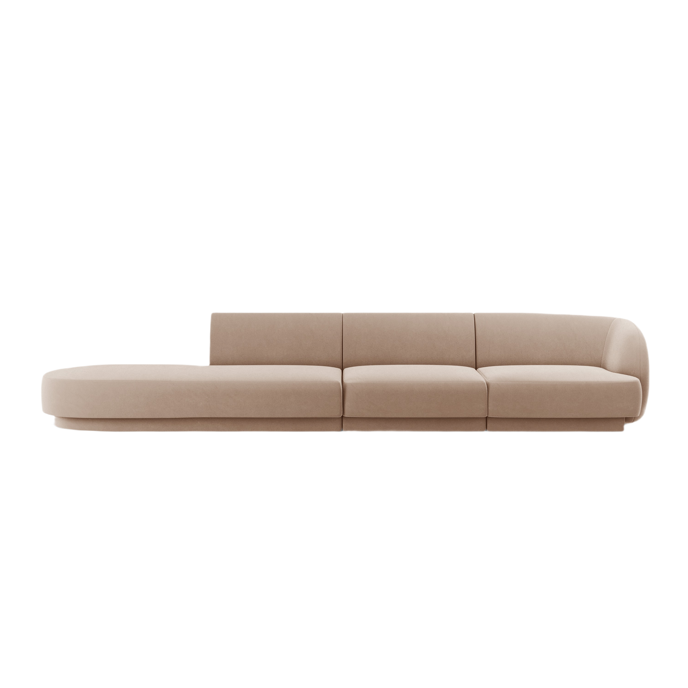Velvet left-sided open 4-seater sofa MILEY cappuccino