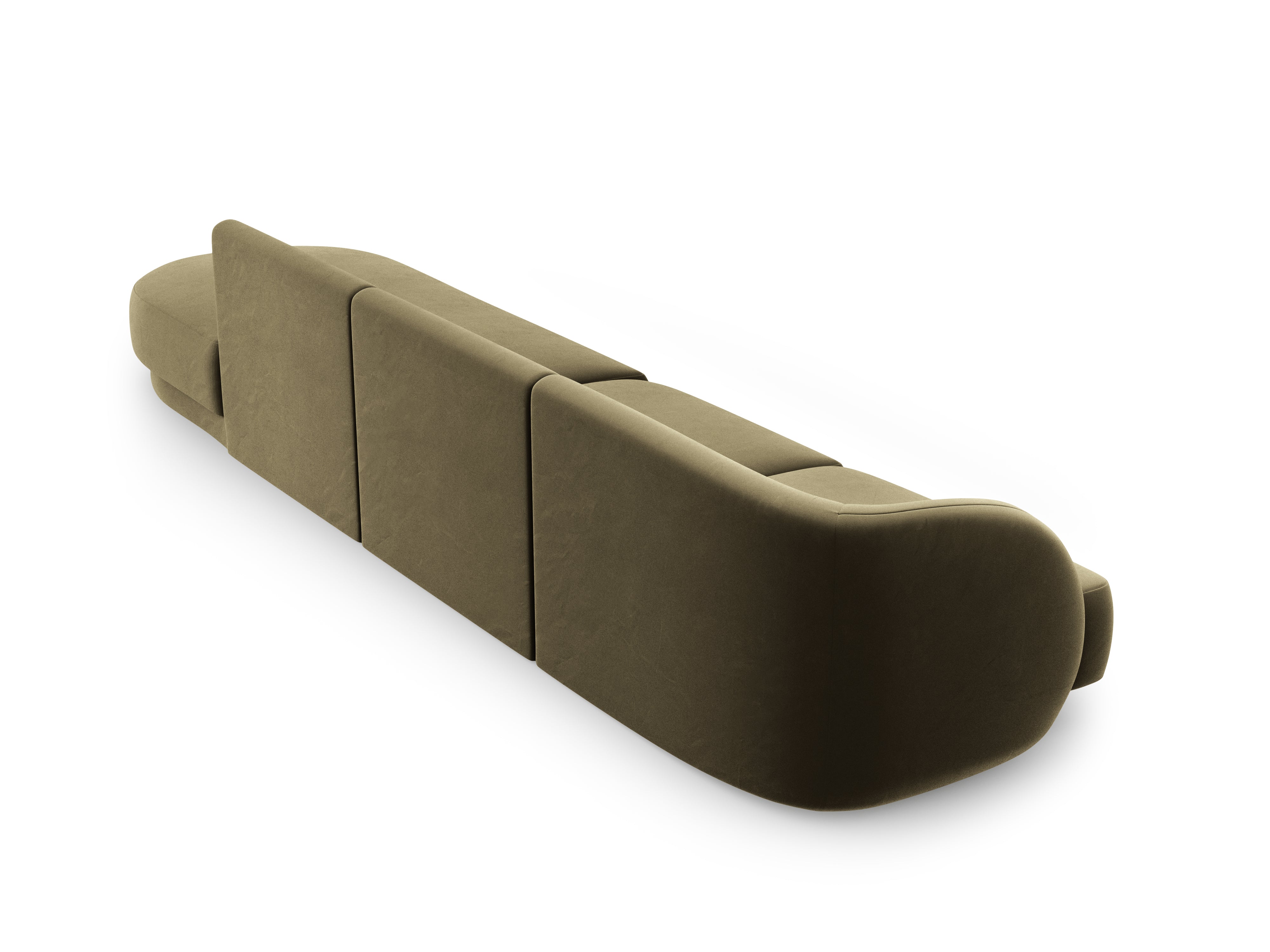 Sofa aksamitna prawostronna 4-osobowa otwarta MILEY zielony Micadoni    Eye on Design