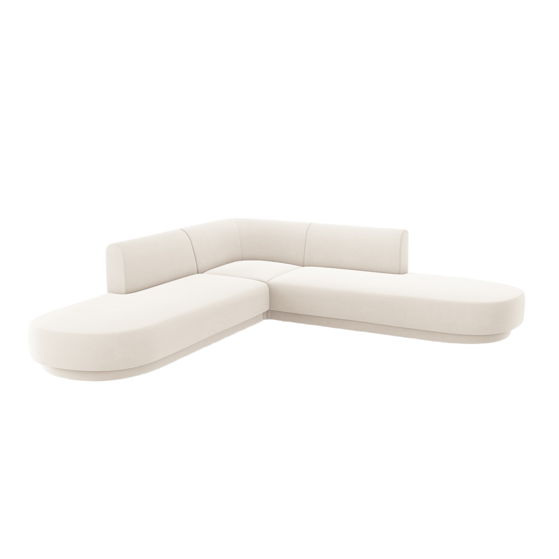 Symmetrical Open Velvet Corner Sofa MILEY Beige [Monika corrected]