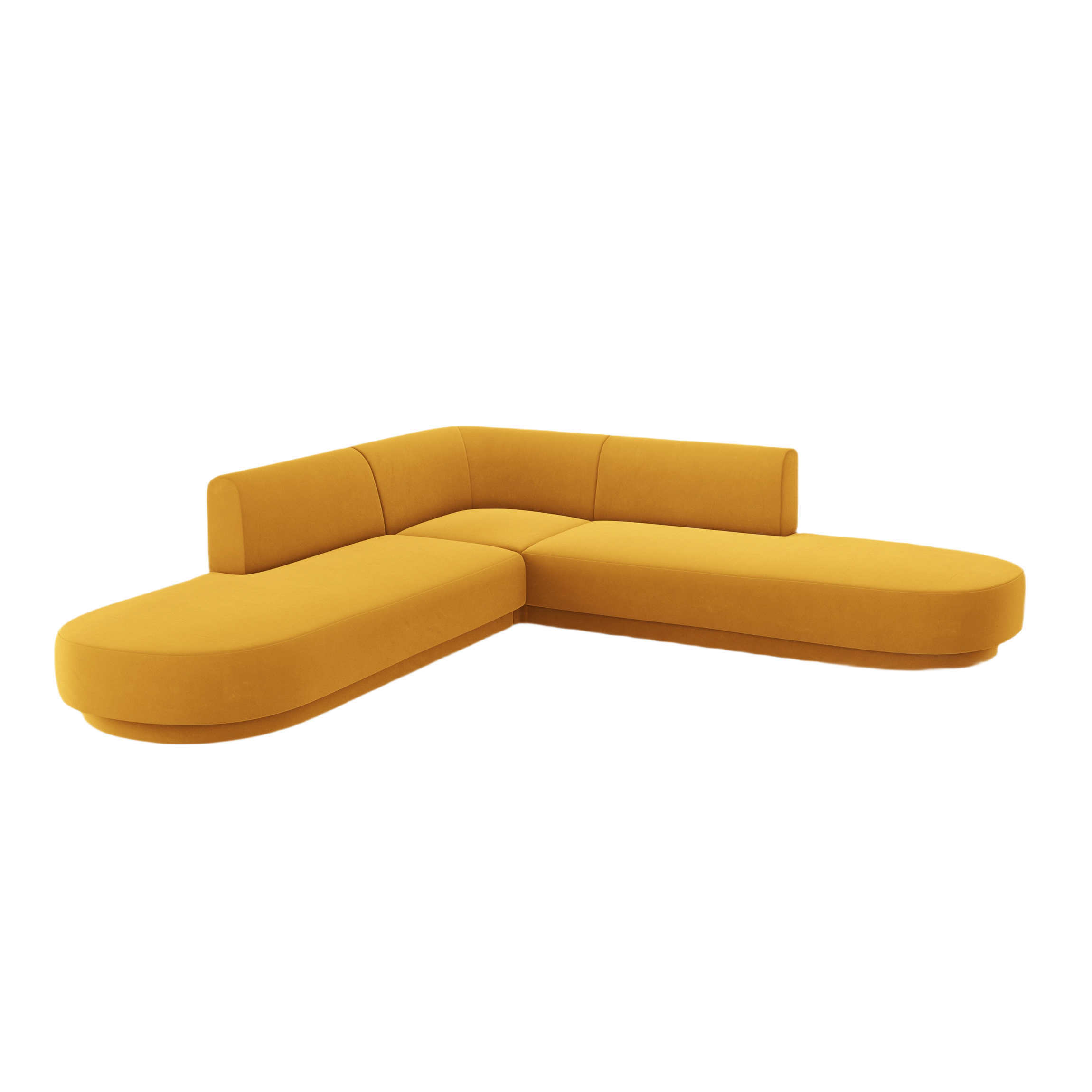 Symmetrical Open Velvet Corner Sofa MILEY Yellow