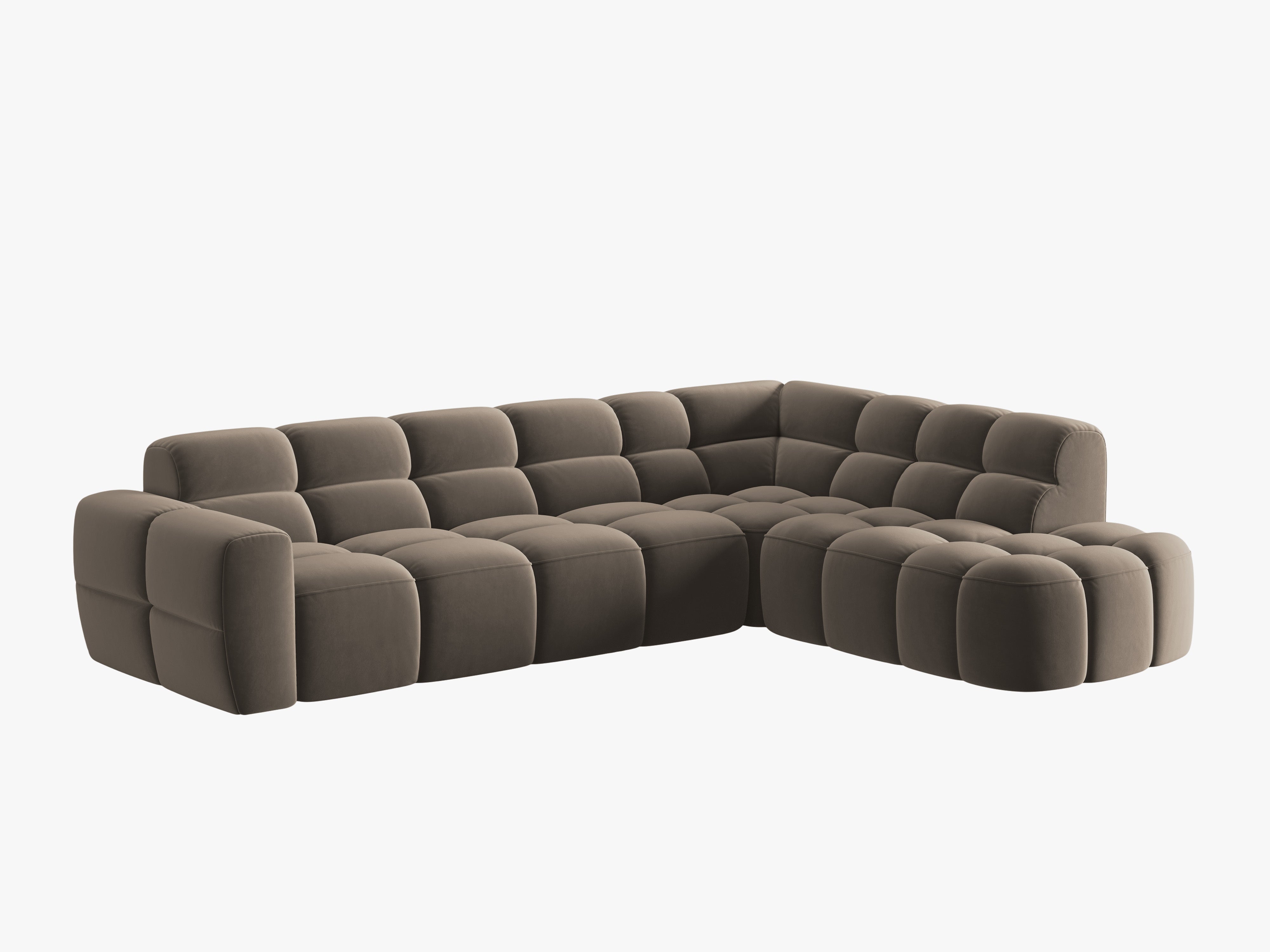 Samt-Ecksofa rechts LISA hellbraun