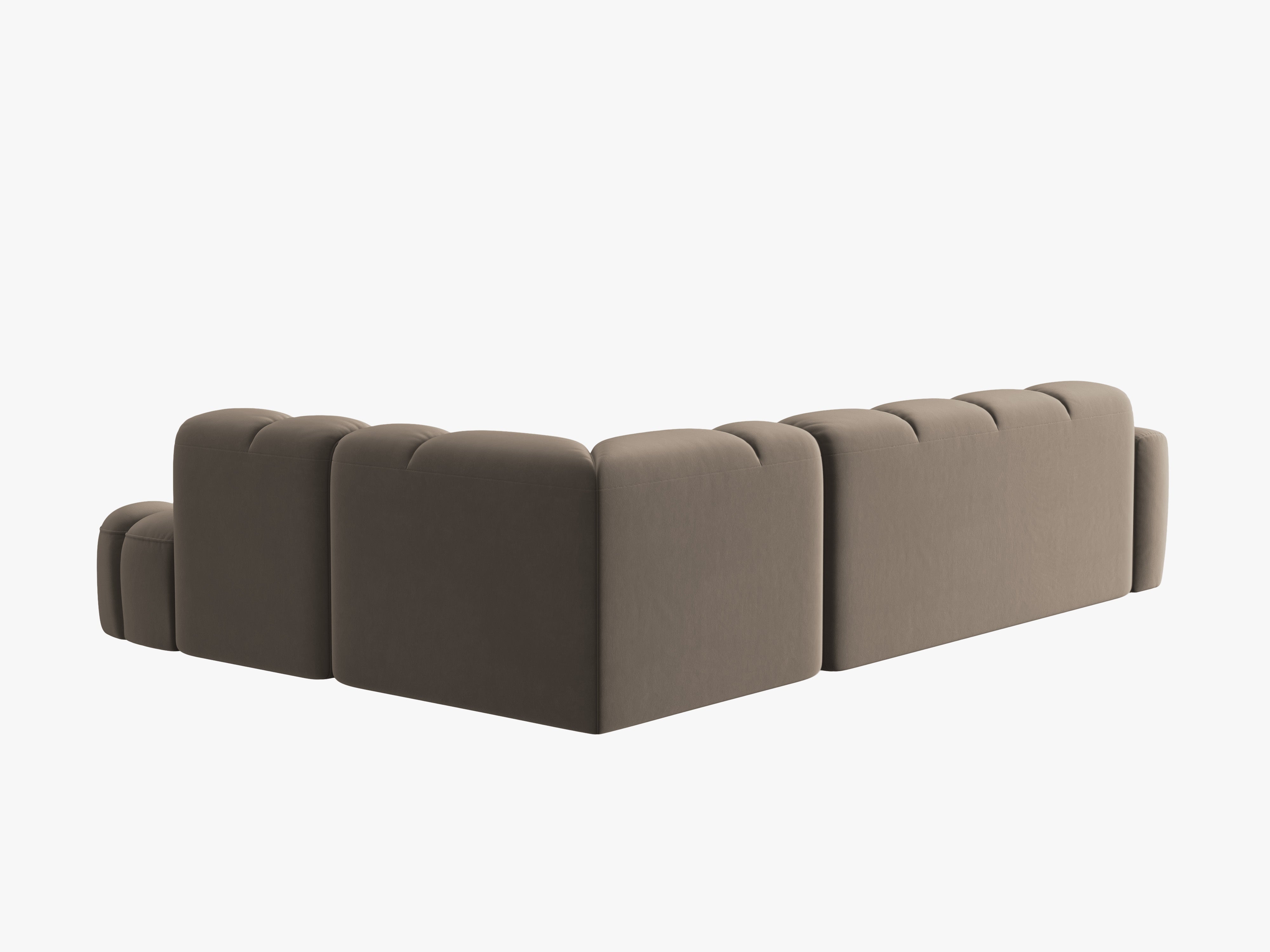 Samt-Ecksofa rechts LISA hellbraun