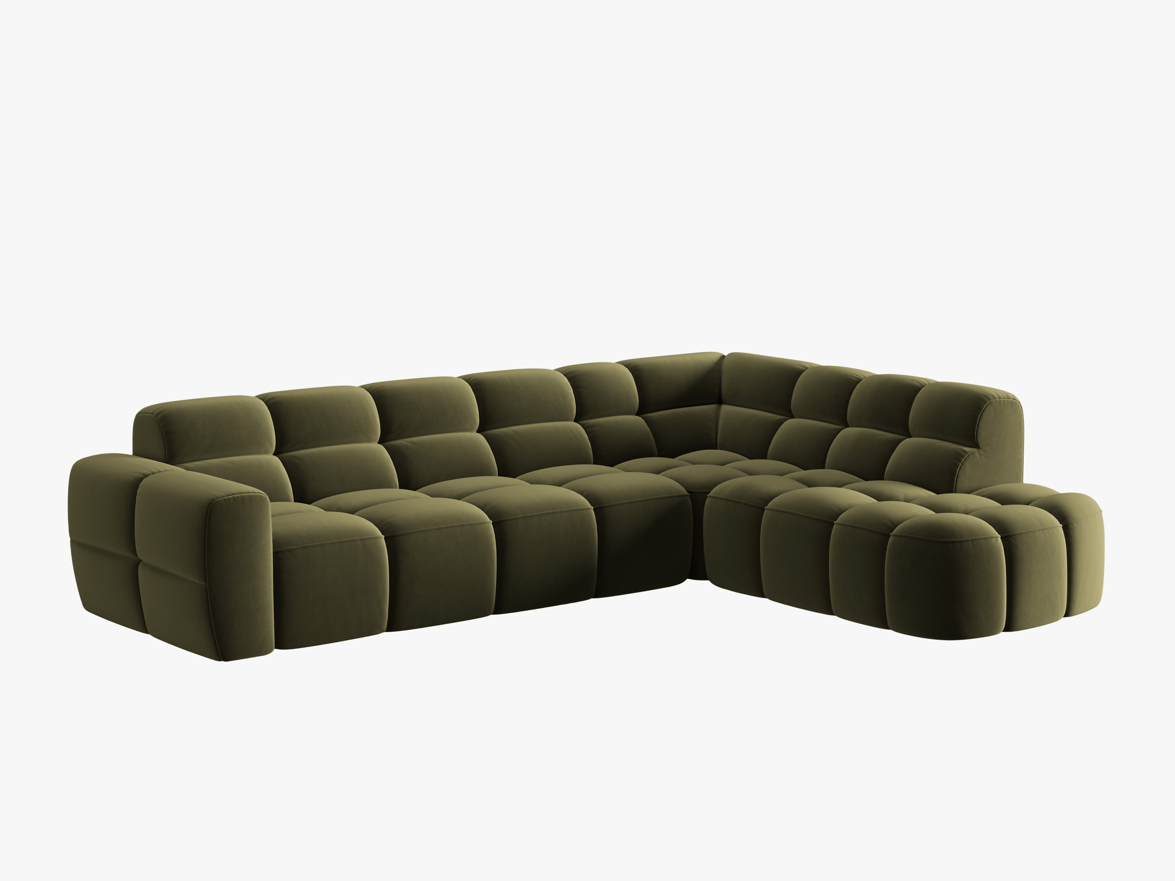 Samt-Ecksofa rechts LISA hellgrün [Monika] [Julia spr]