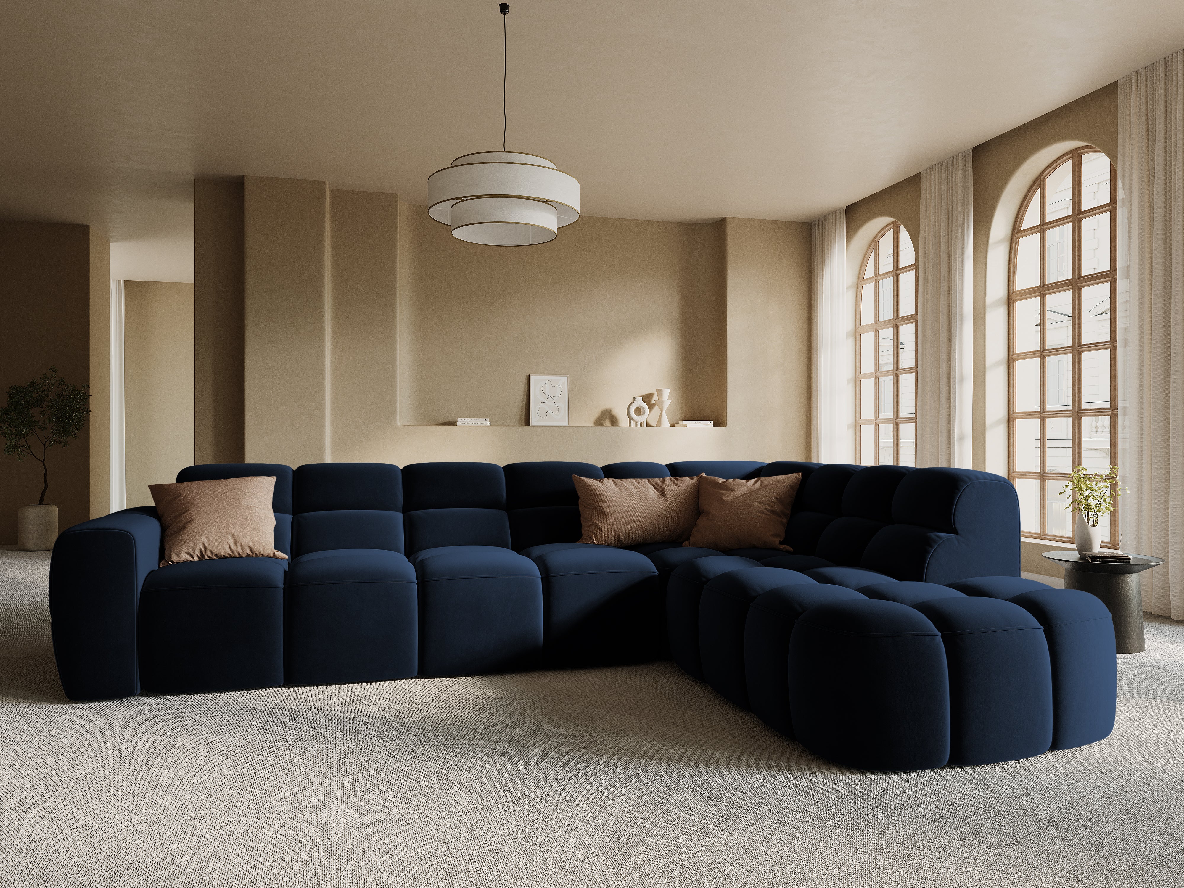 Sofa mit rechter Ecke LISA hellblaues Chenille