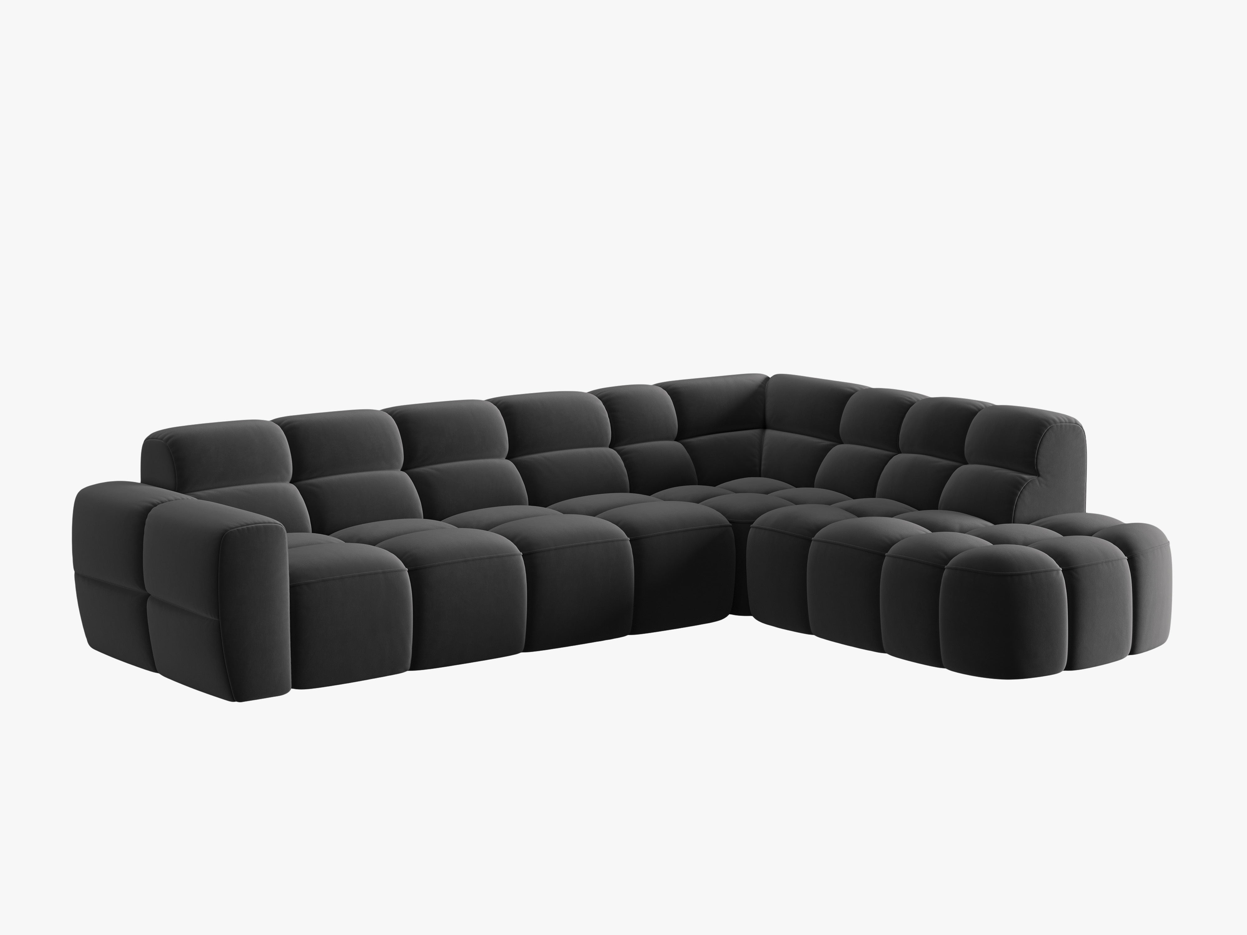 Samt-Ecksofa rechts LISA dunkelgrau [Monika]