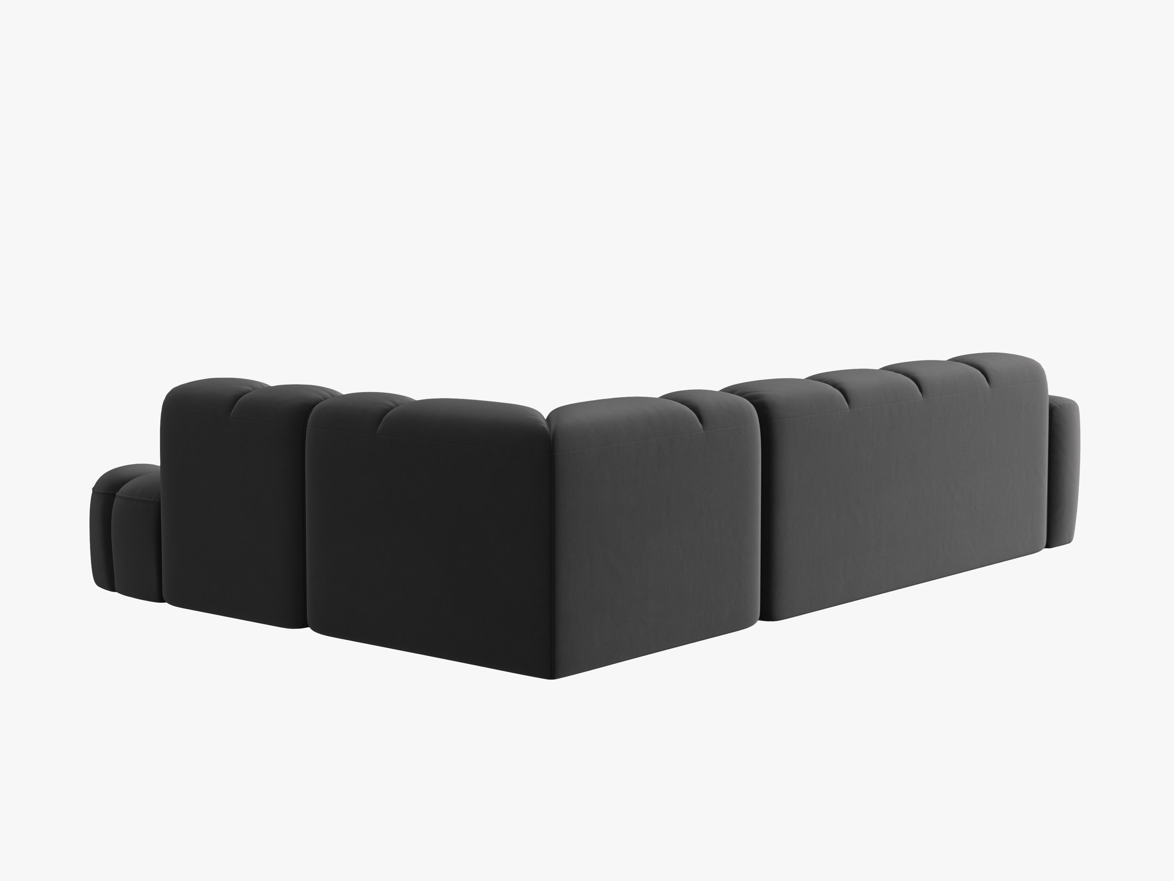 Samt-Ecksofa rechts LISA dunkelgrau [Monika]