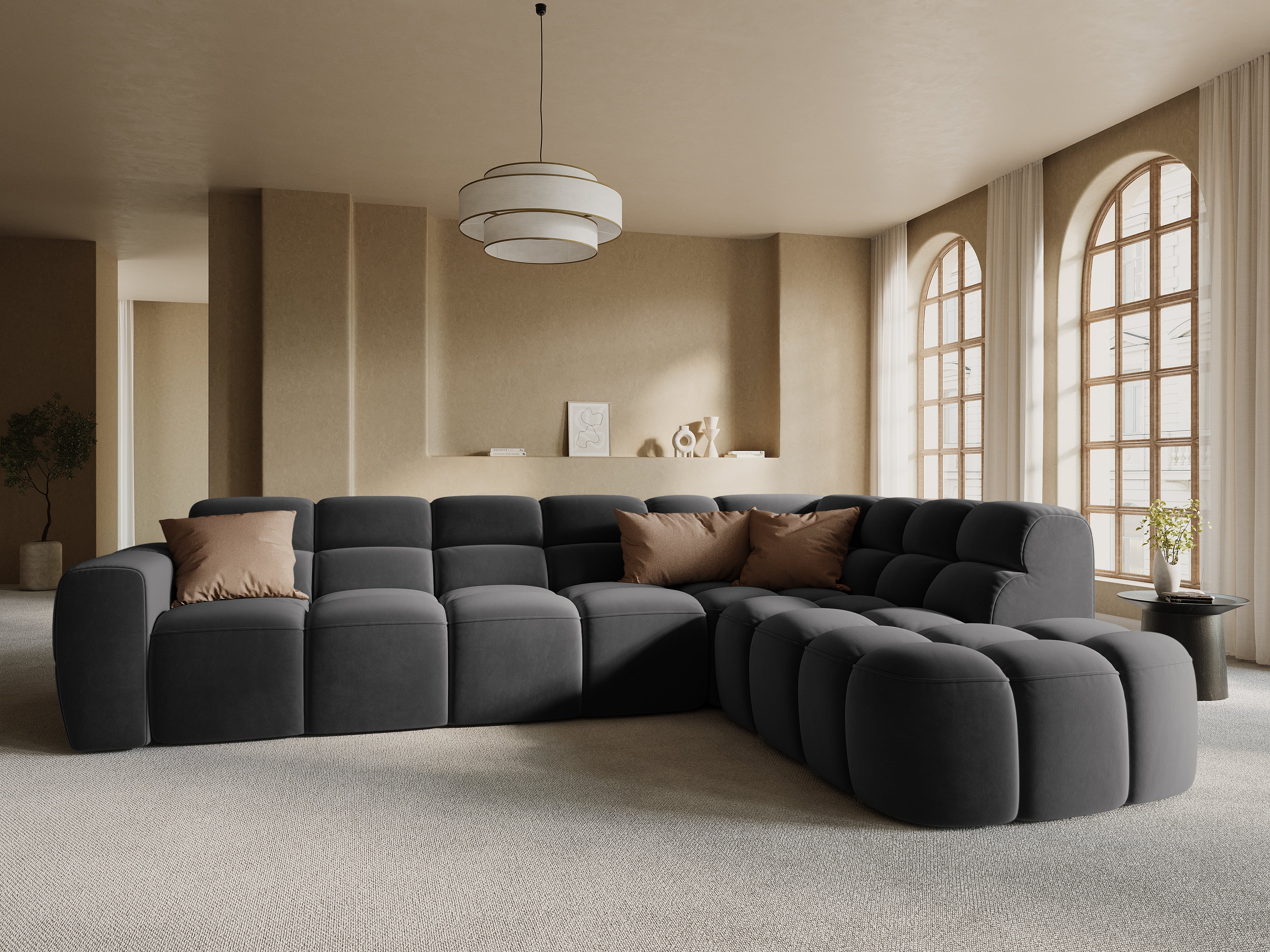 Sofa mit rechter Ecke LISA graues Chenille