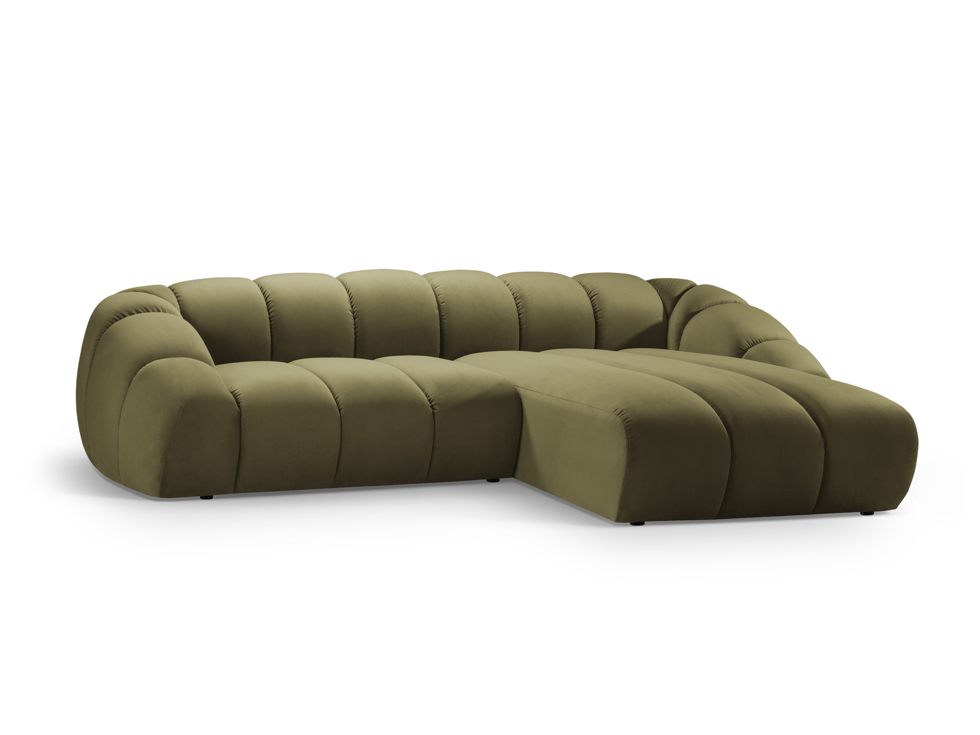 Velvet Right Corner Sofa, "Diana", 4 Seats, Green, 334x182x72
Made in Europe