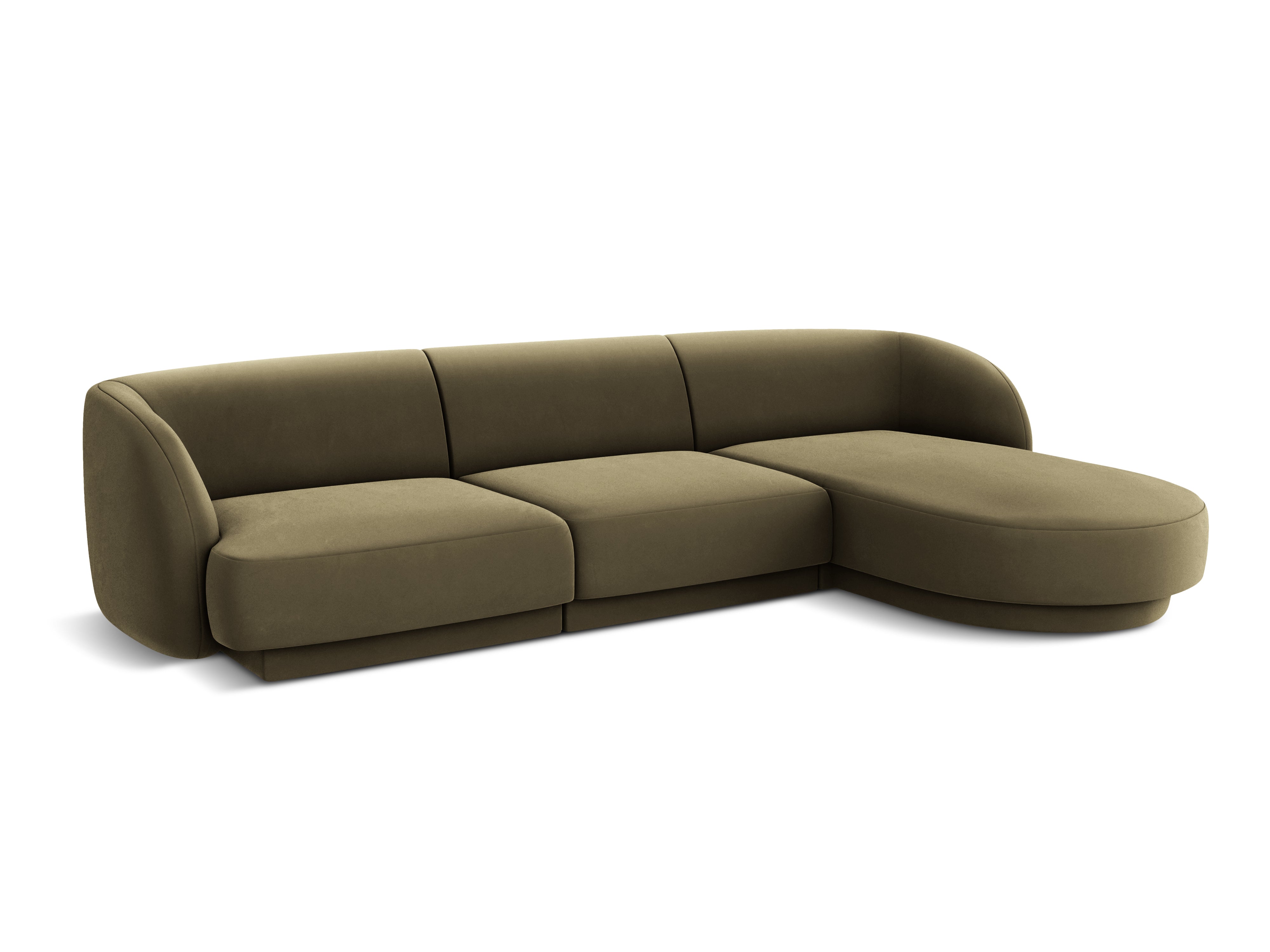 Narożnik aksamitny 4-osobowy prawostronny MILEY zielony Micadoni    Eye on Design