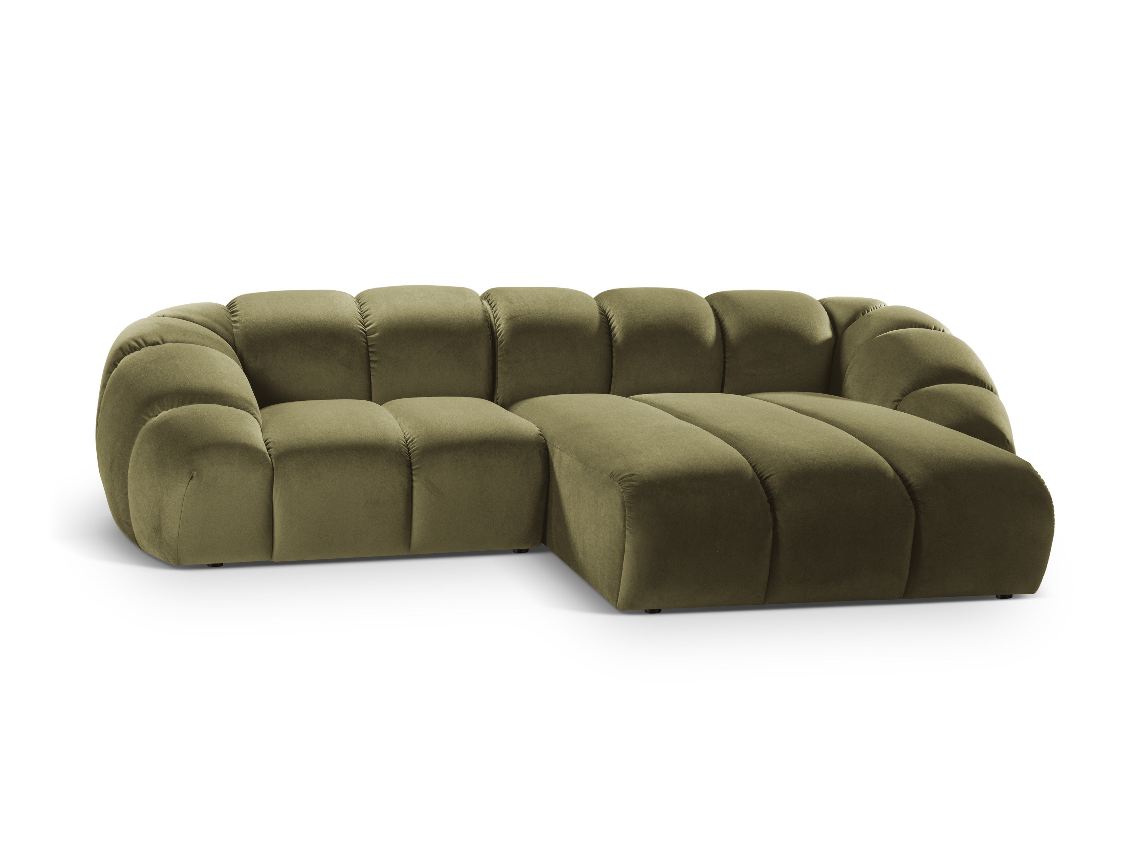 Velvet Right Corner Sofa, "Diana", 3 Seats, Green, 294x182x72
Made in Europe
