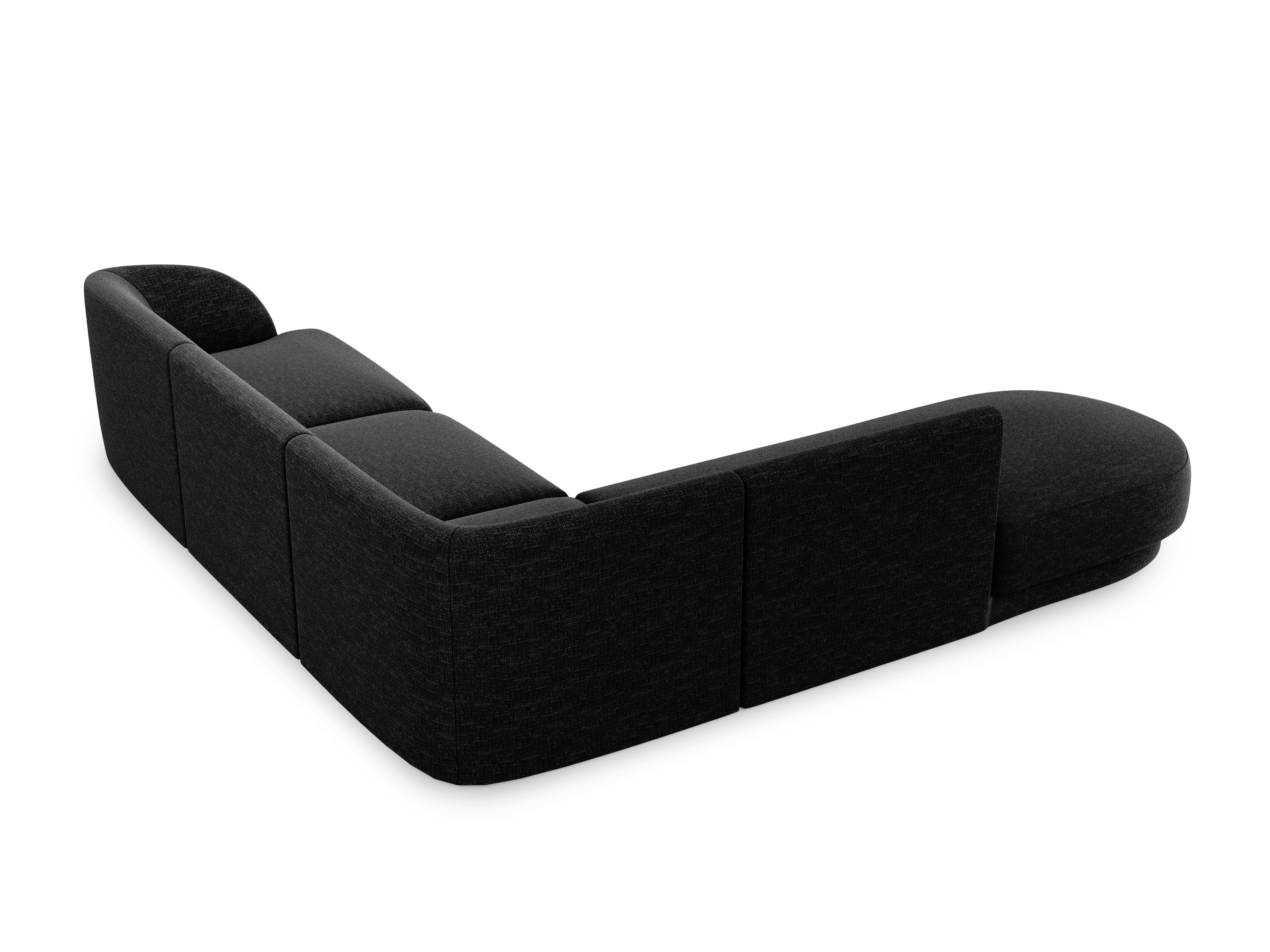 Linksseitiges 6-Sitzer-Sofa MILEY aus schwarzem Chenille