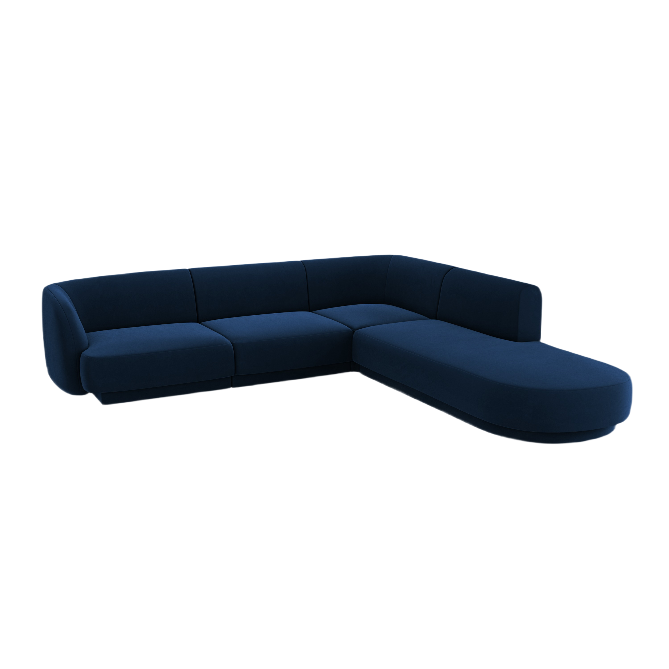 Velvet corner sofa for 6 people right-sided MILEY royal blue [Monika corrected]