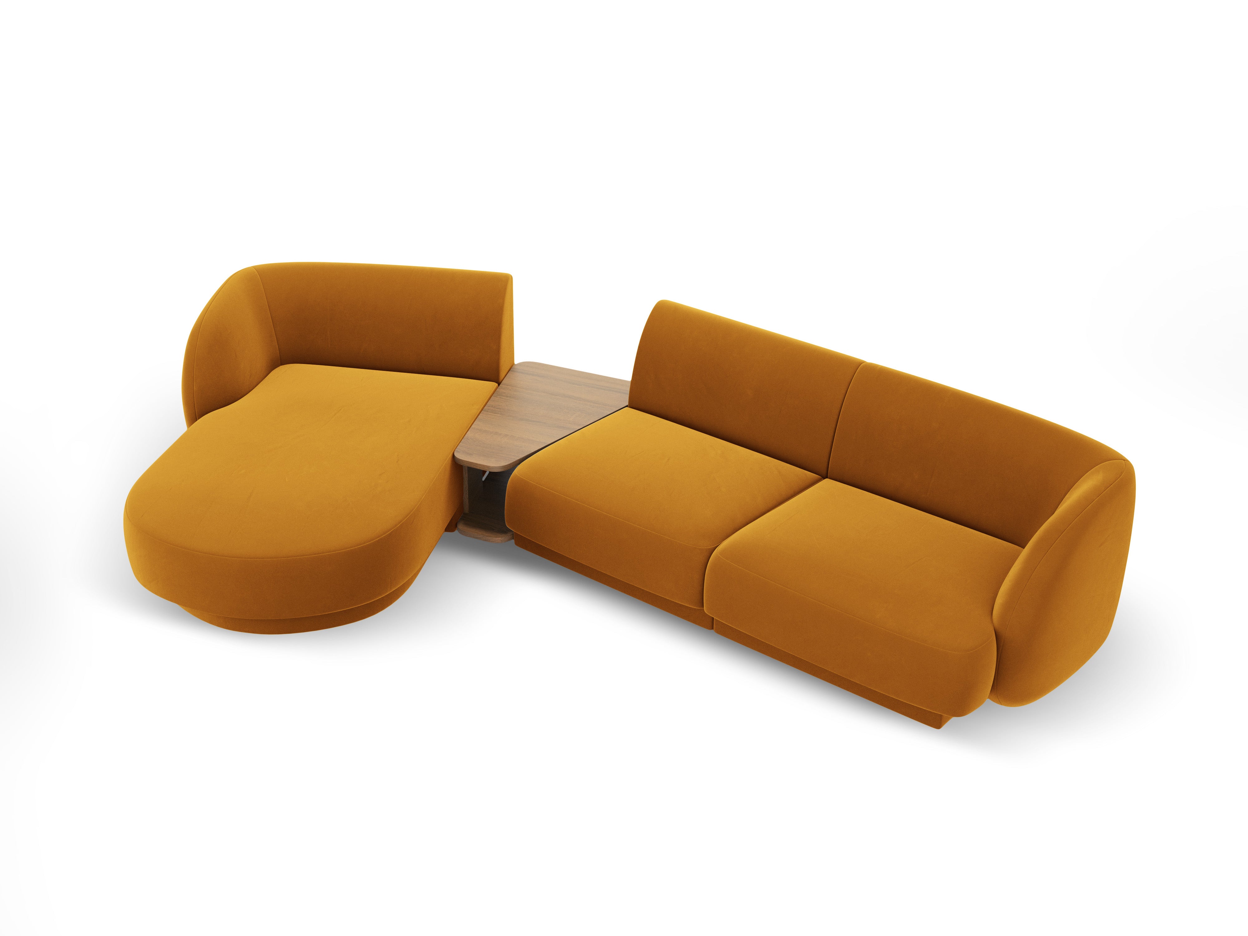 Modular corner sofa with table 3-seater left-sided MILEY yellow