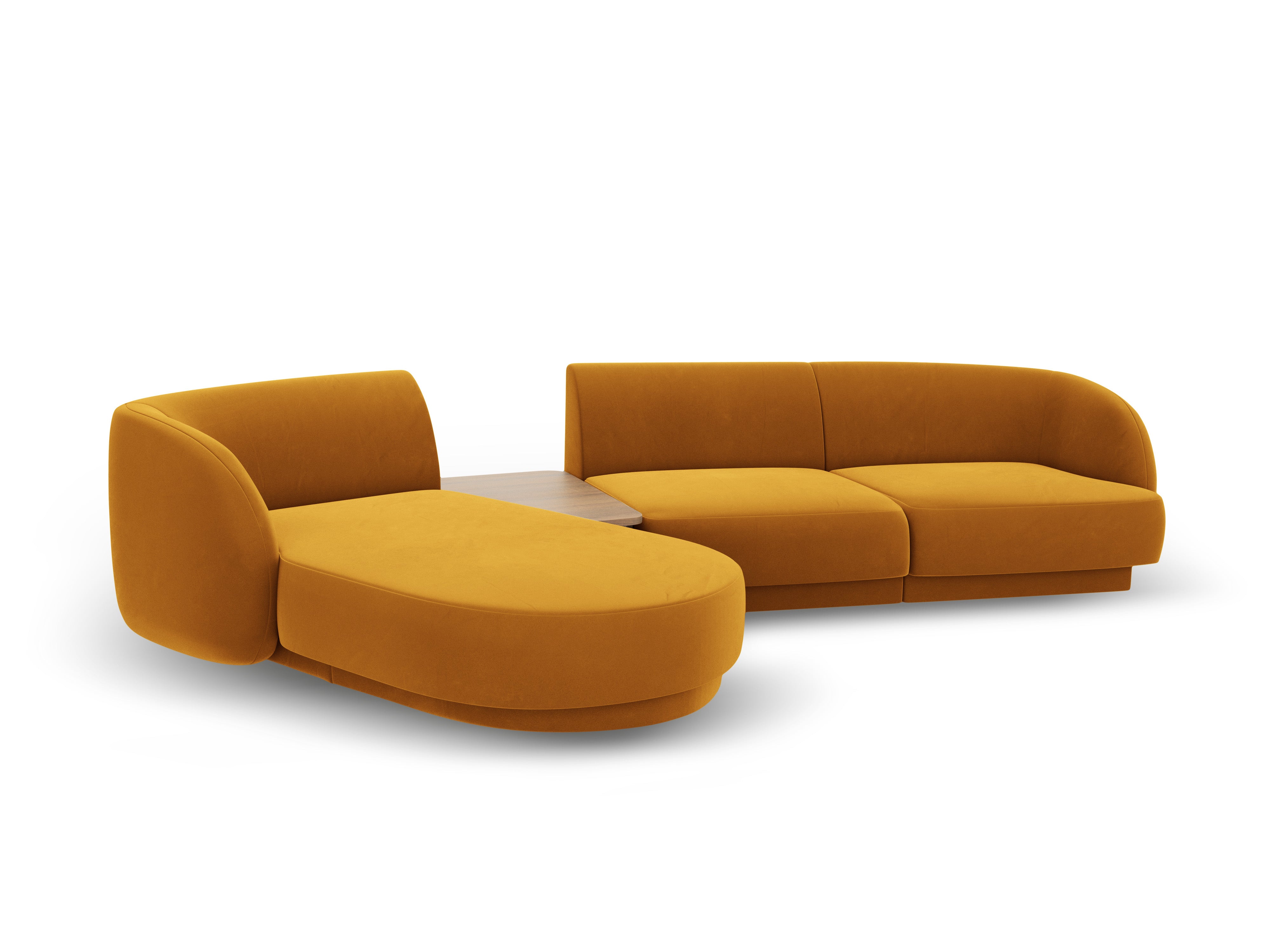 Modular corner sofa with table 3-seater left-sided MILEY yellow
