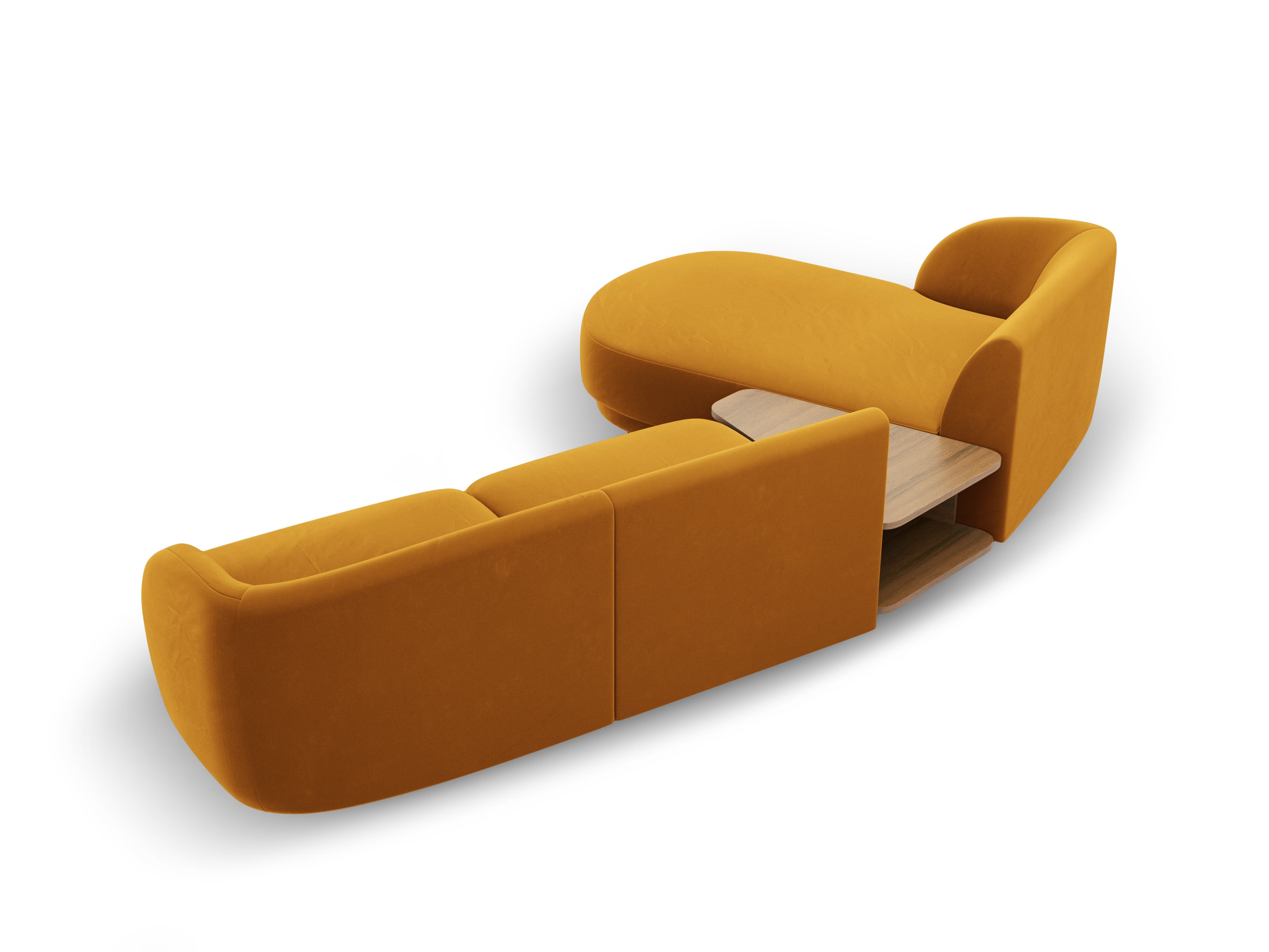 Modular corner sofa with table 3-seater left-sided MILEY yellow