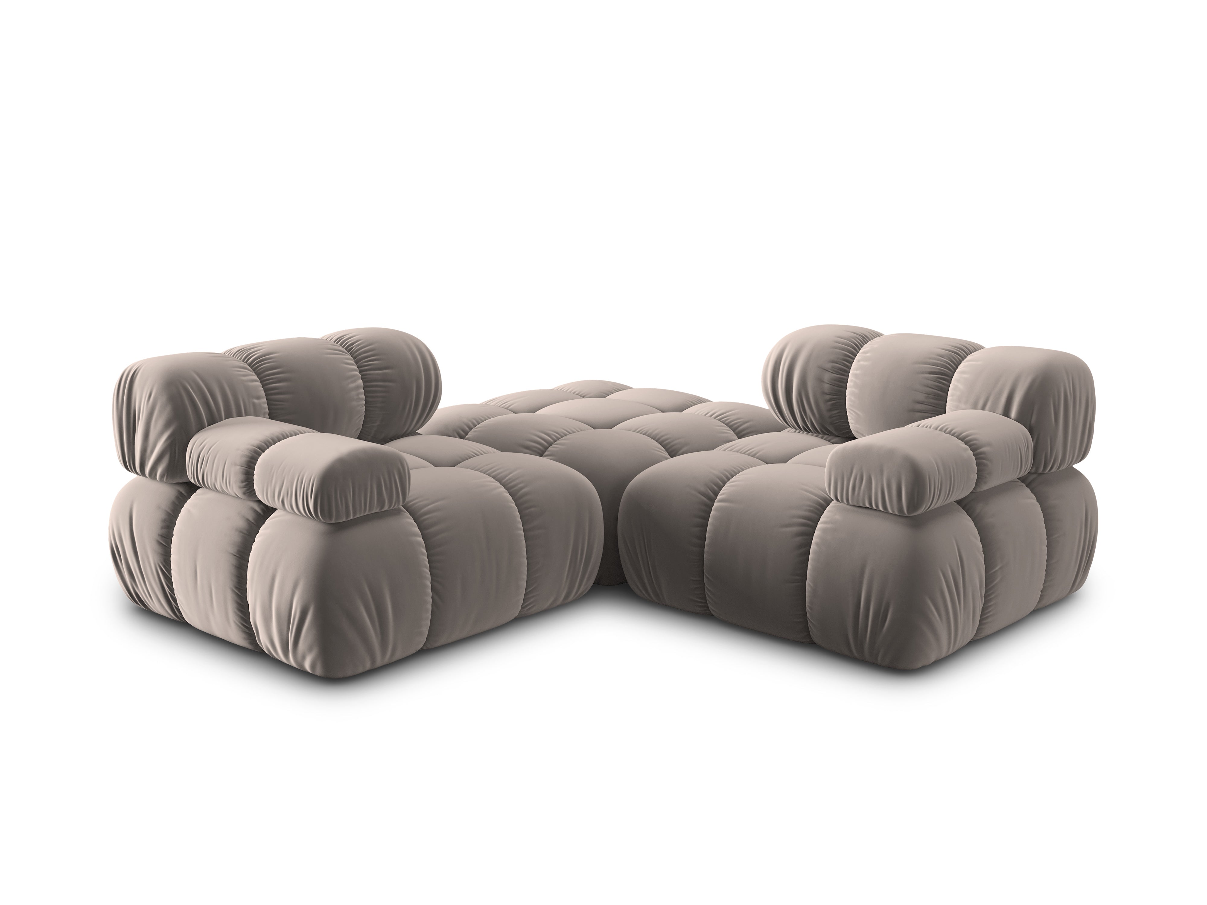 Narożnik modułowy aksamitny 3-osobowy BELLIS cappuccino, Micadoni, Eye on Design