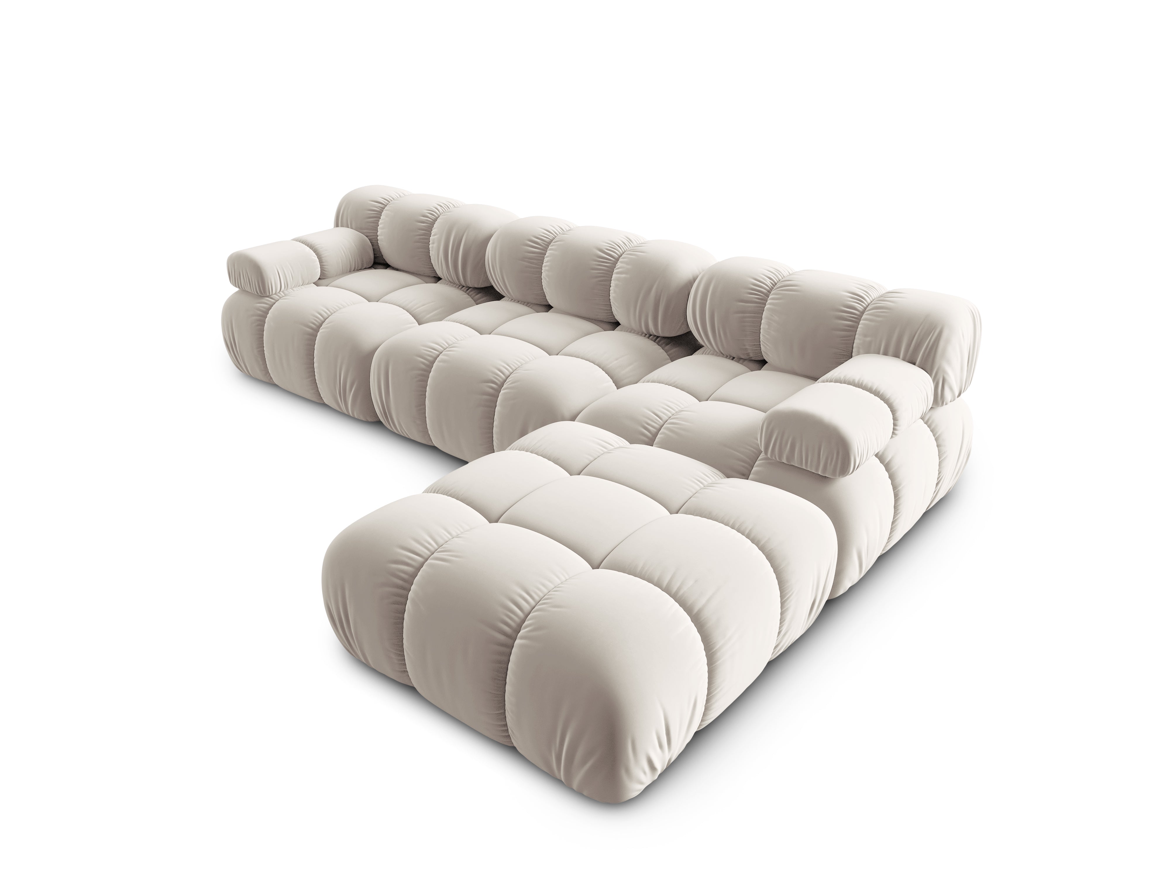 Narożnik modułowy aksamitny 4-osobowy BELLIS jasnobeżowy, Micadoni, Eye on Design