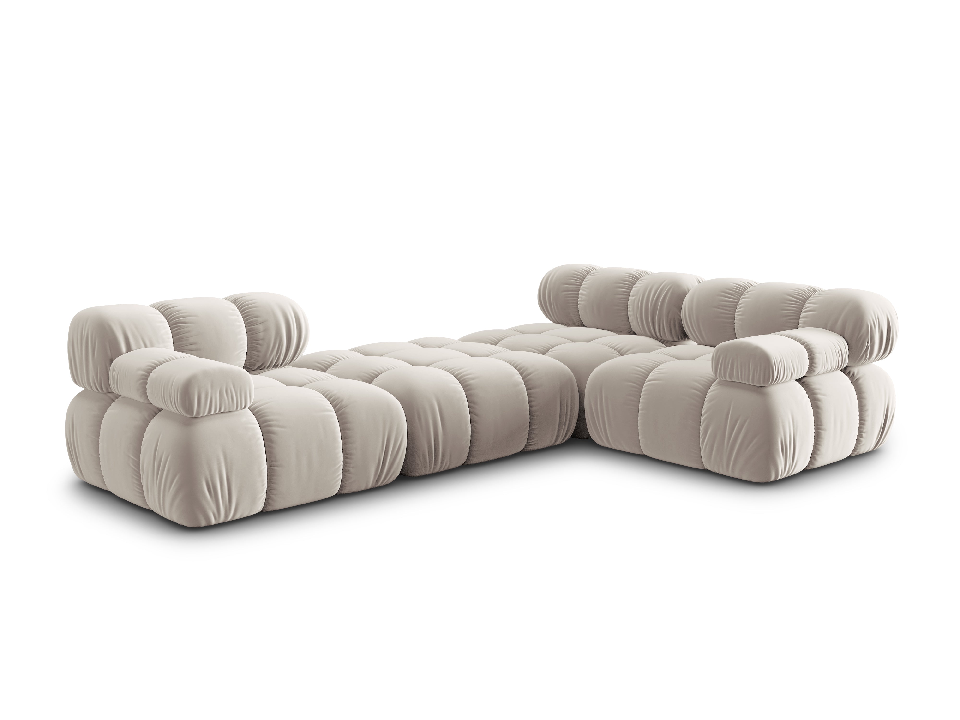 Narożnik modułowy aksamitny 4-osobowy BELLIS jasnobeżowy, Micadoni, Eye on Design