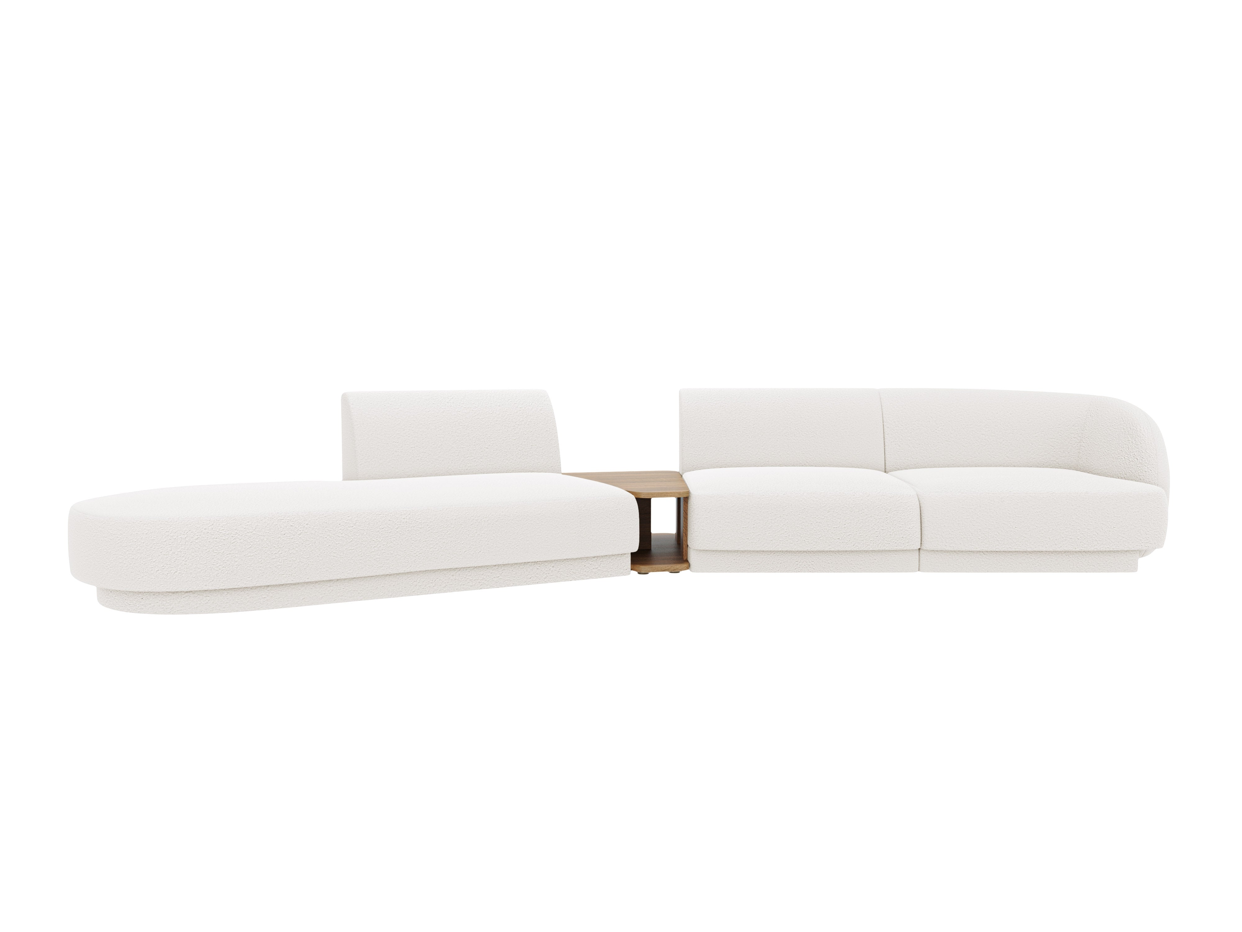 Sofa modułowa lewostronna ze stolikiem 4-osobowa MILEY biały boucle