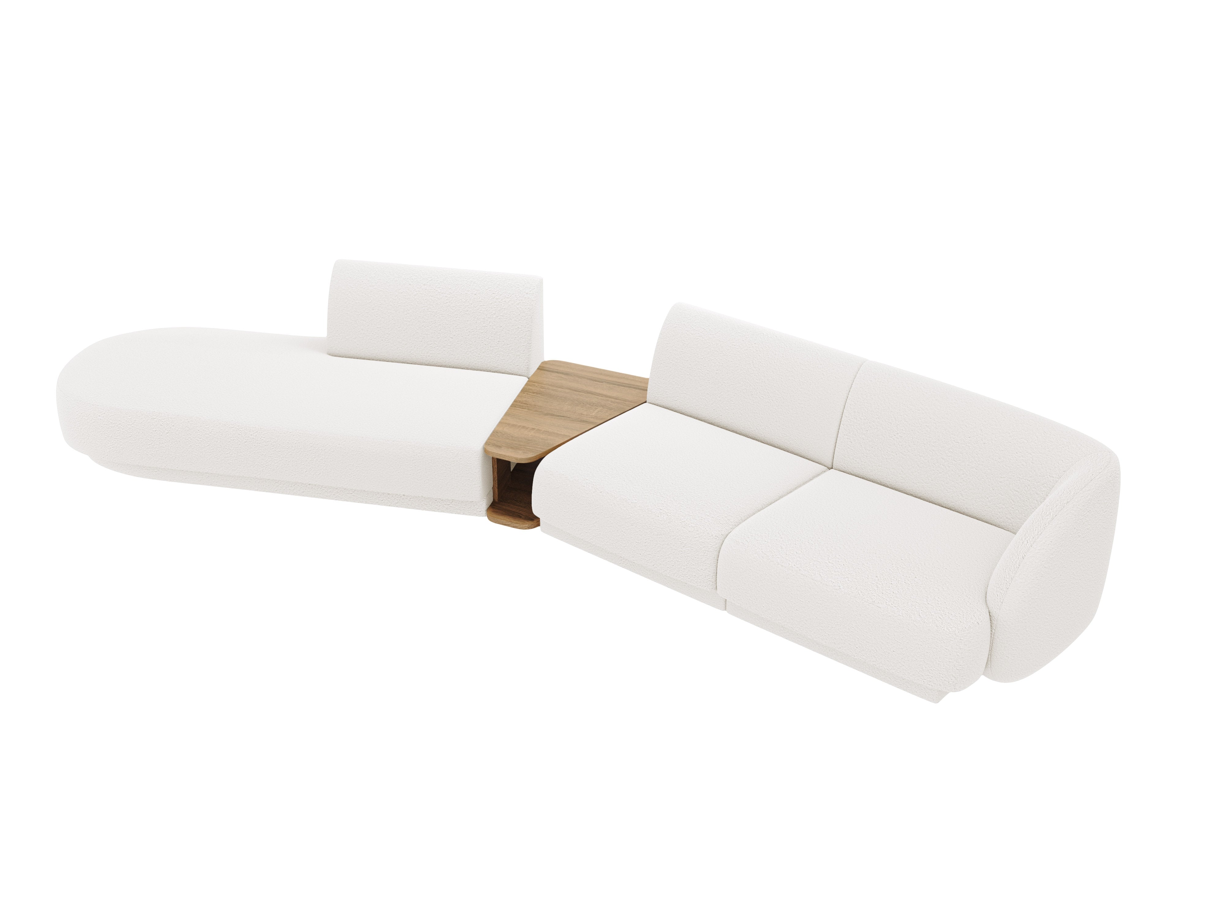 Sofa modułowa lewostronna ze stolikiem 4-osobowa MILEY biały boucle