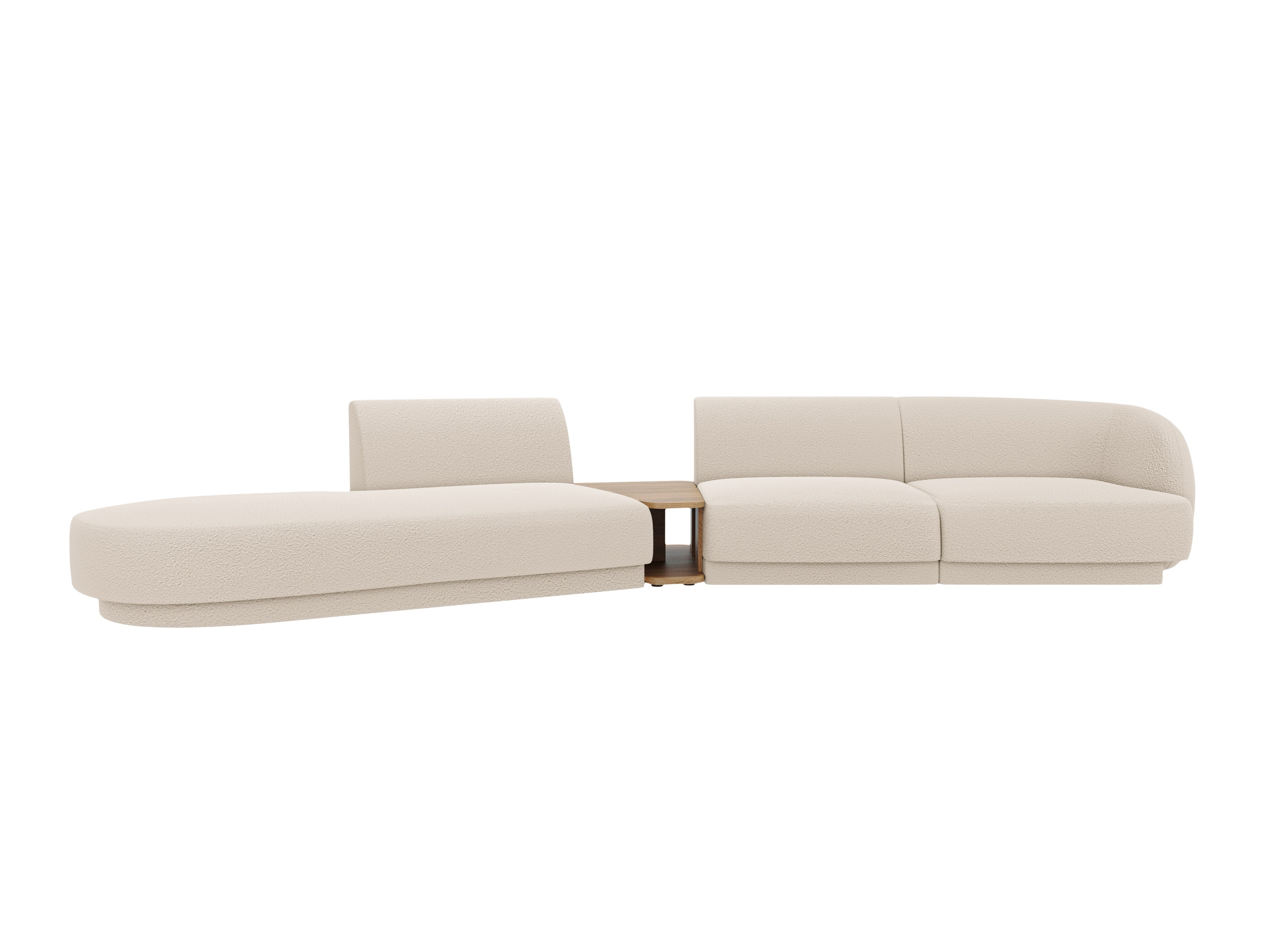 Sofa modułowa lewostronna ze stolikiem 4-osobowa MILEY beżowy boucle