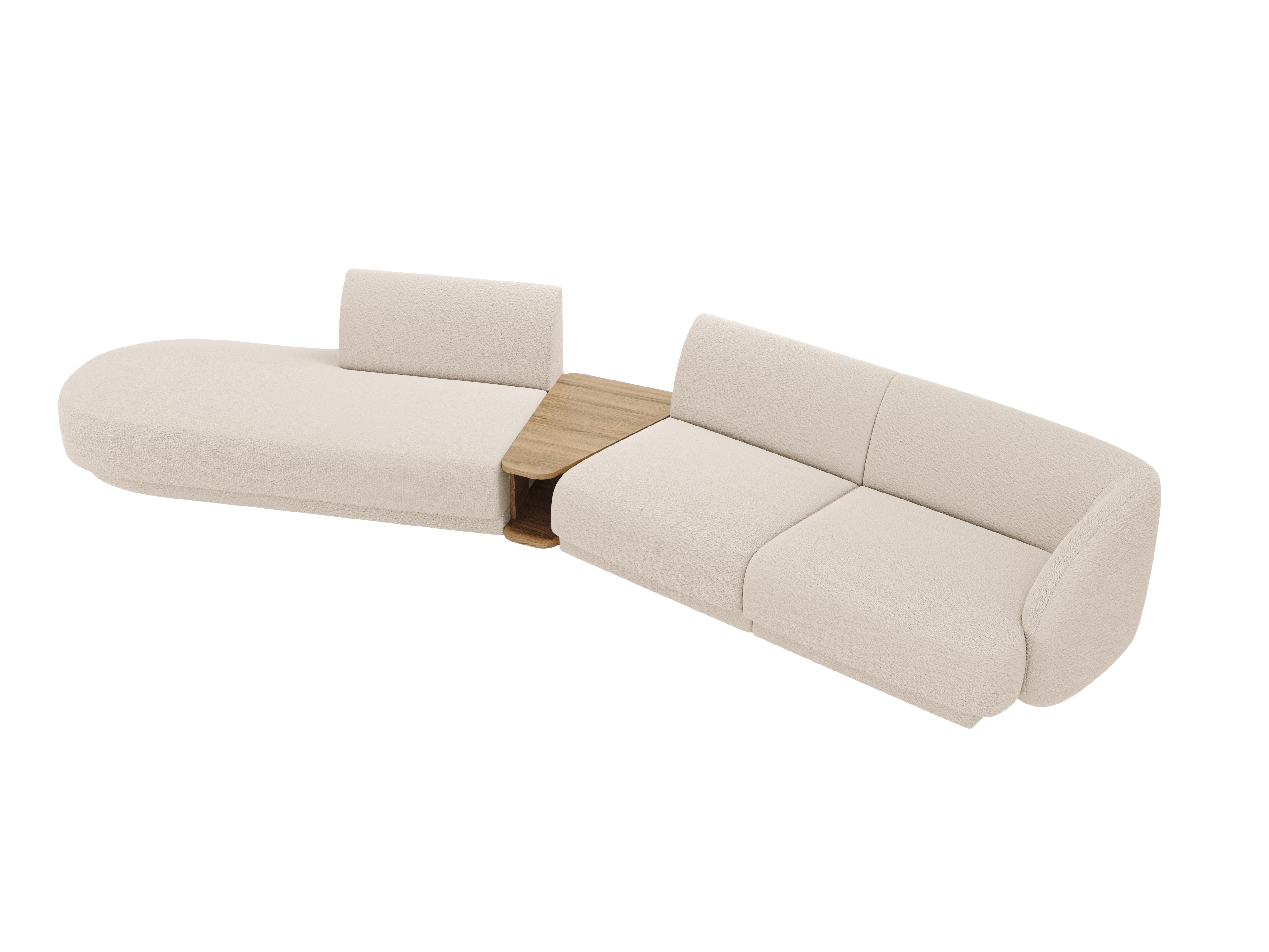 Sofa modułowa lewostronna ze stolikiem 4-osobowa MILEY beżowy boucle