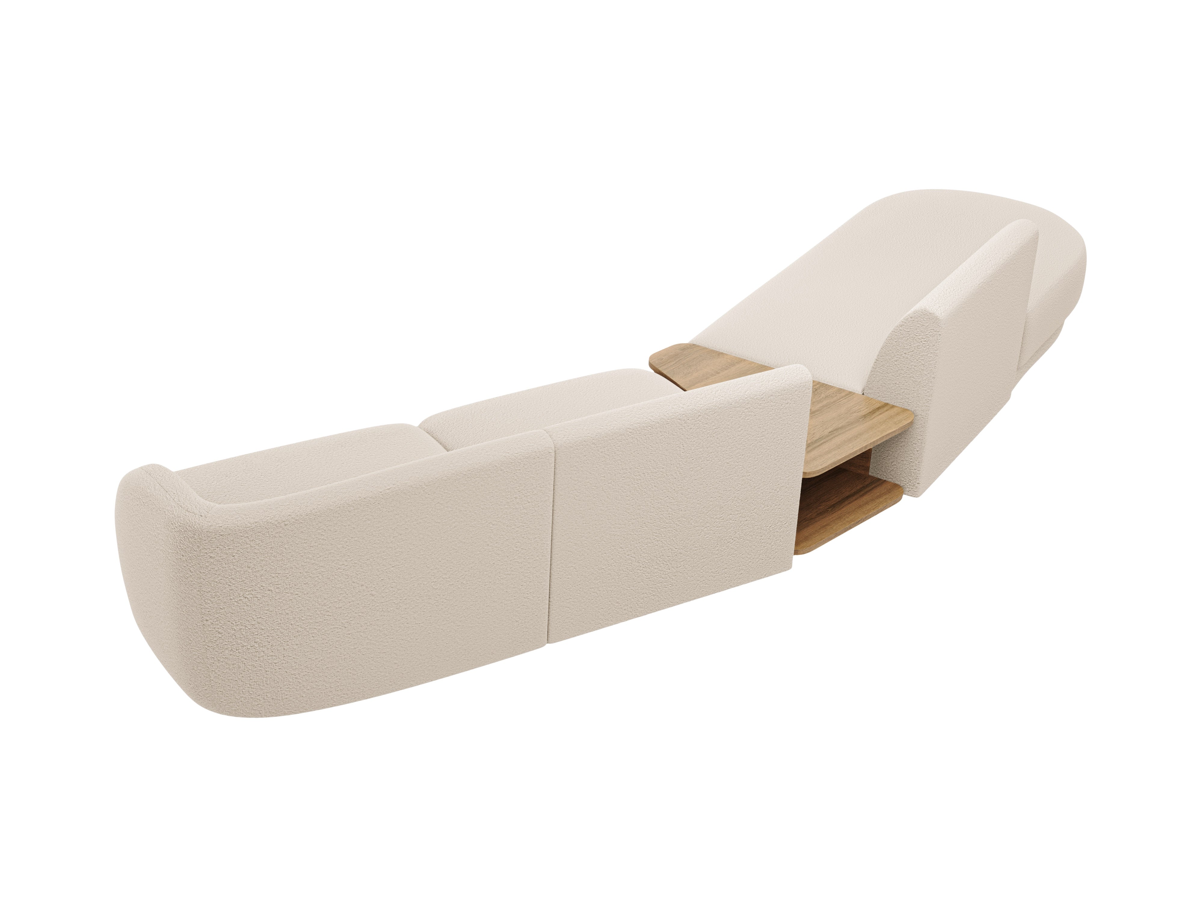 Sofa modułowa lewostronna ze stolikiem 4-osobowa MILEY beżowy boucle