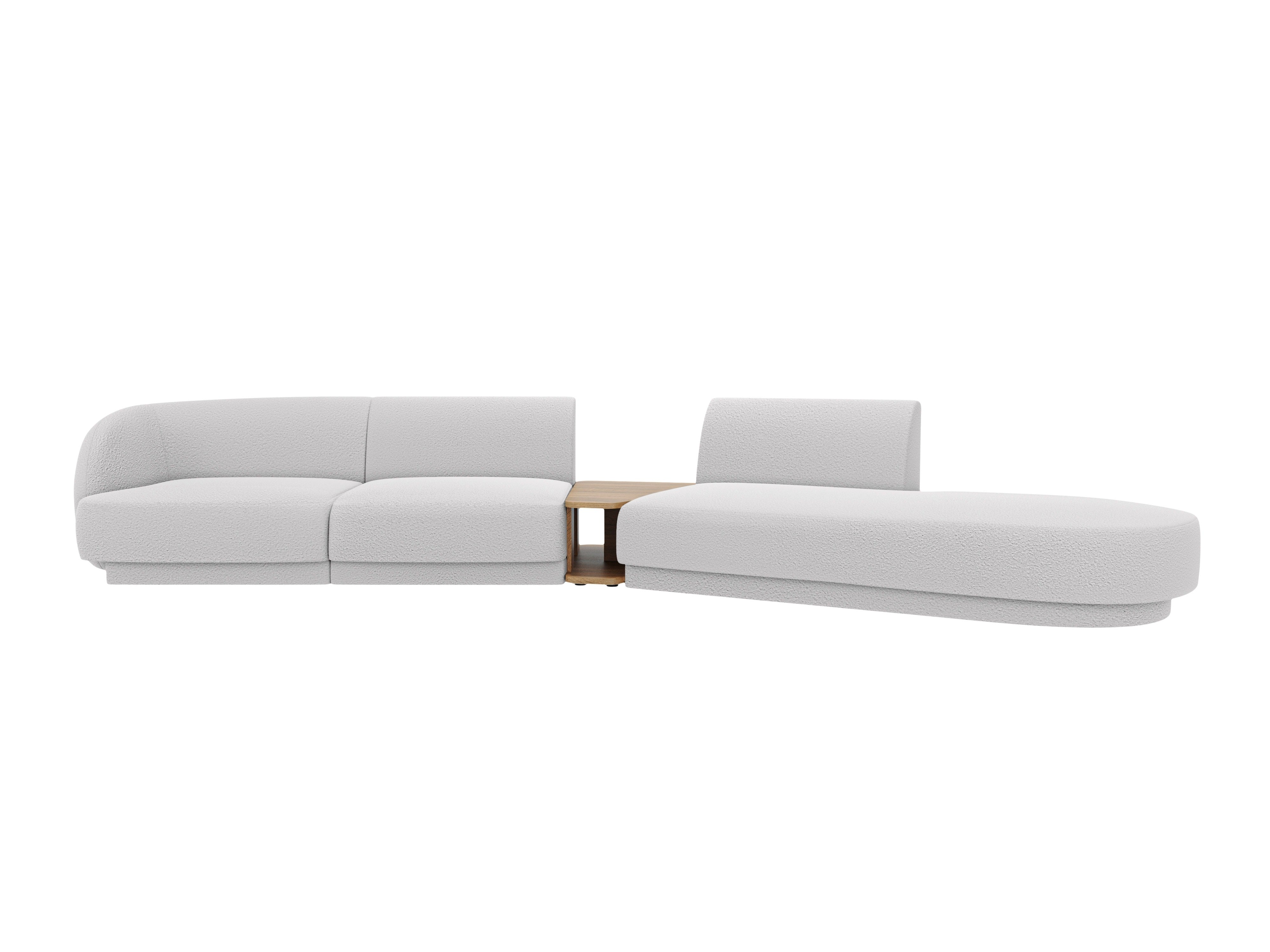 Right-facing modular sofa with table for 4 people MILEY light gray boucle