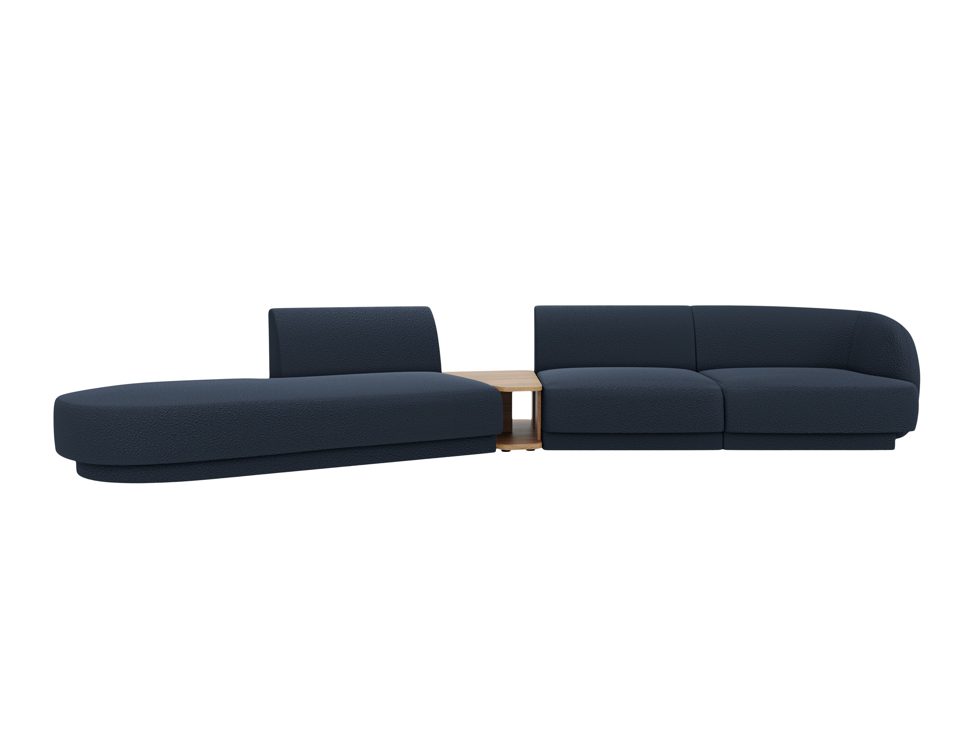 Sofa modułowa lewostronna ze stolikiem 4-osobowa MILEY ciemnoniebieski boucle