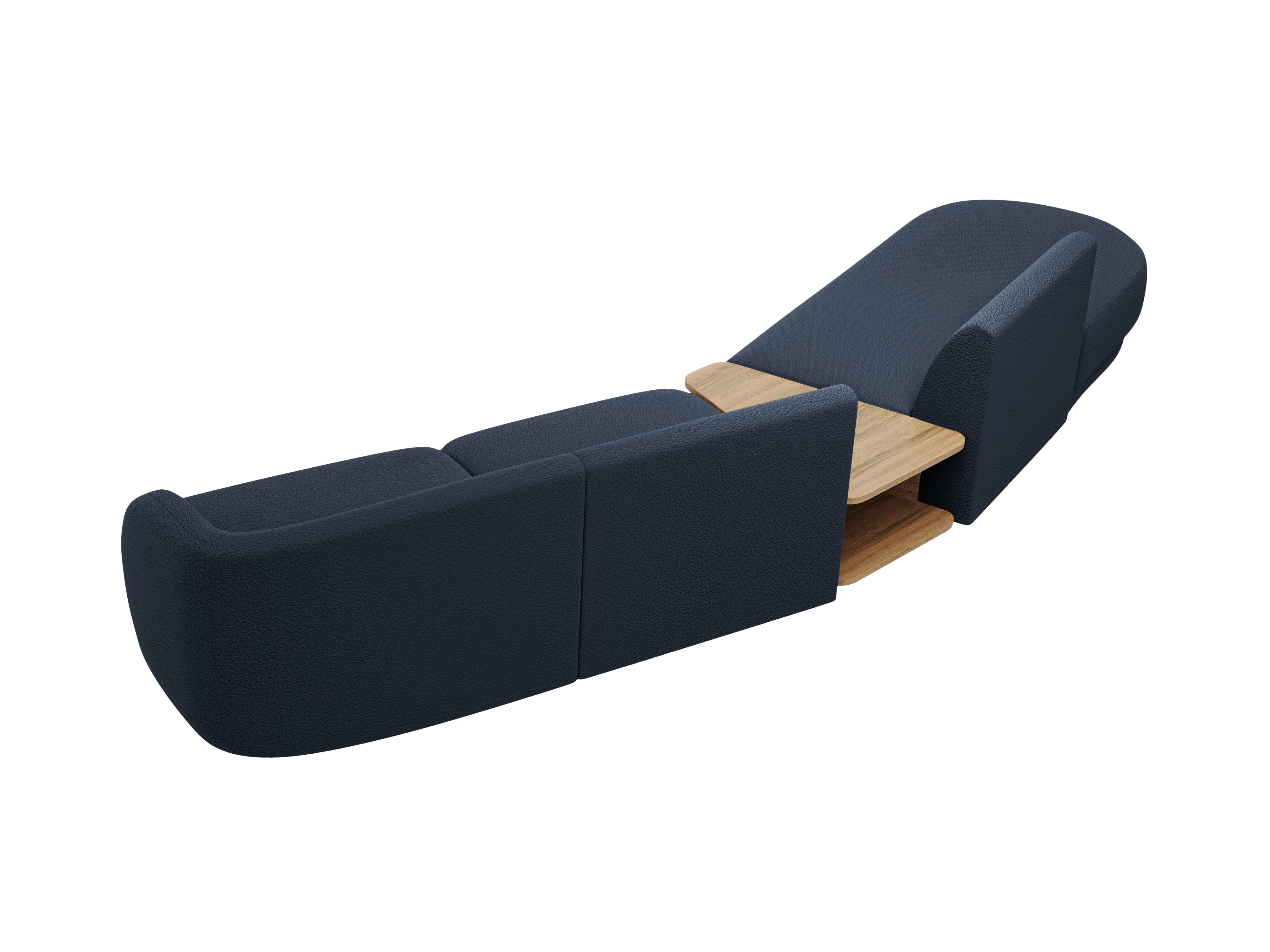 Sofa modułowa lewostronna ze stolikiem 4-osobowa MILEY ciemnoniebieski boucle