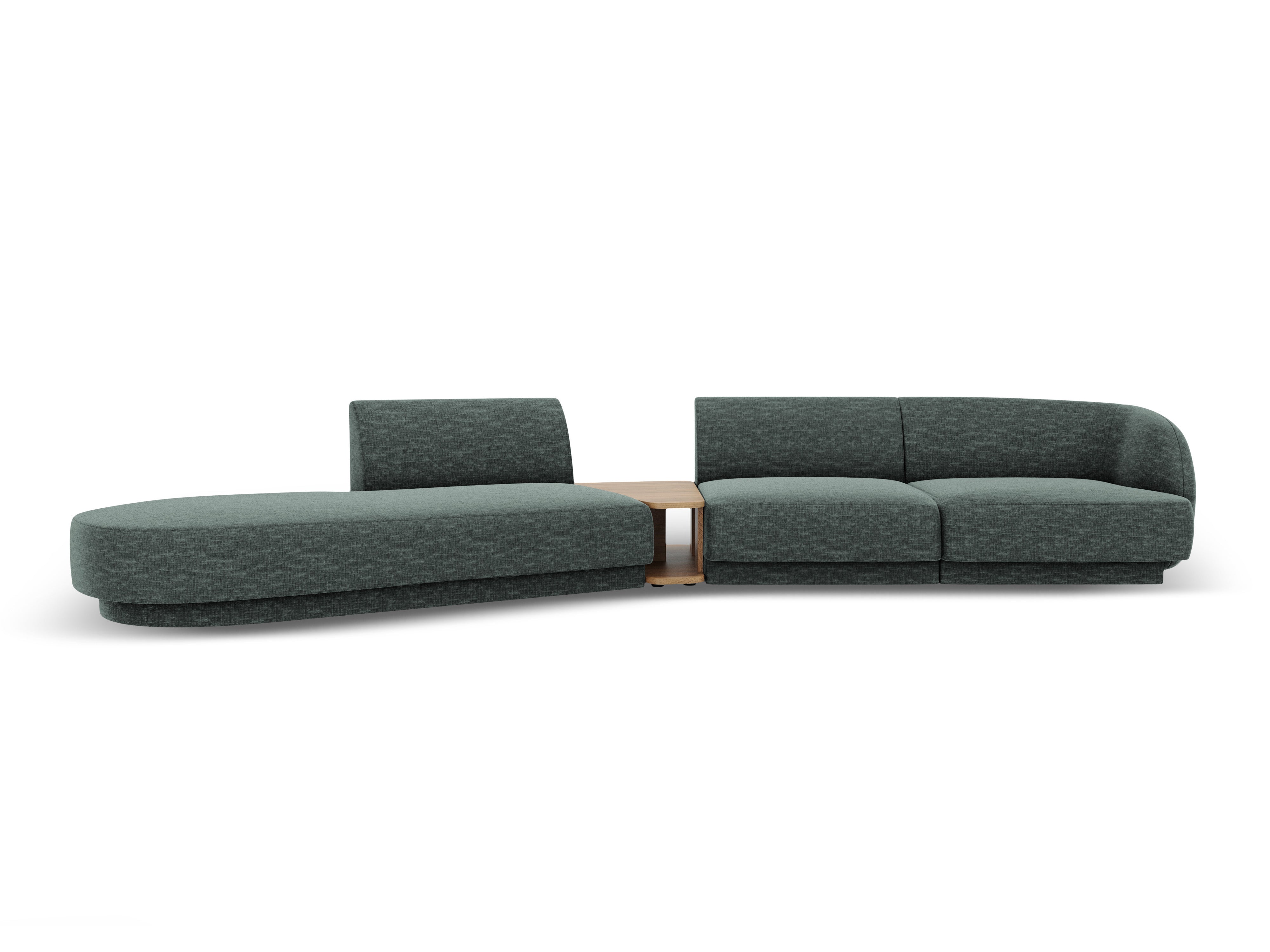 Sofa modułowa lewostronna ze stolikiem 4-osobowa MILEY petrol szenil jedwabisty