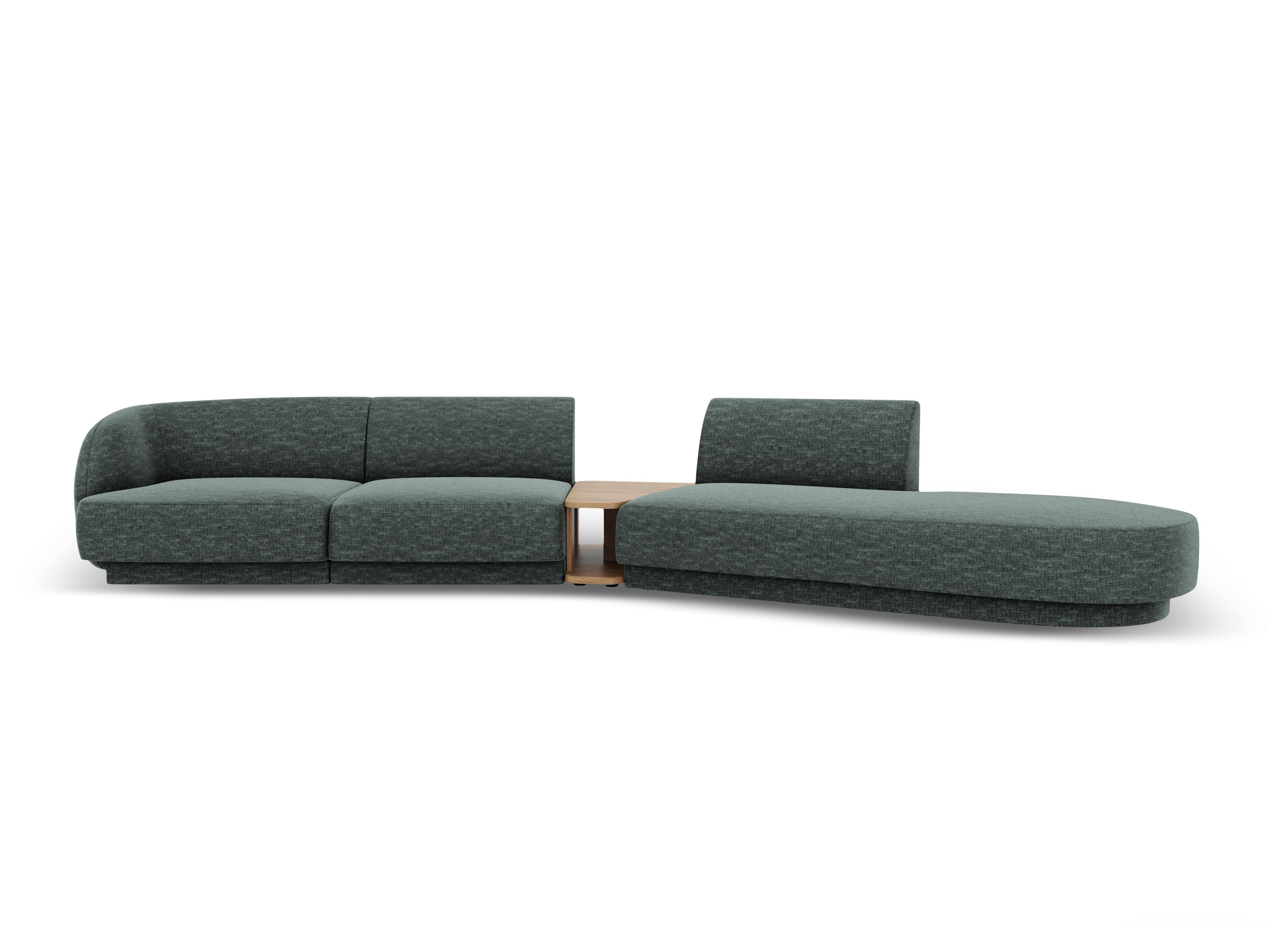 Modulares Sofa mit Tisch, 4-Sitzer MILEY petrol, samtig