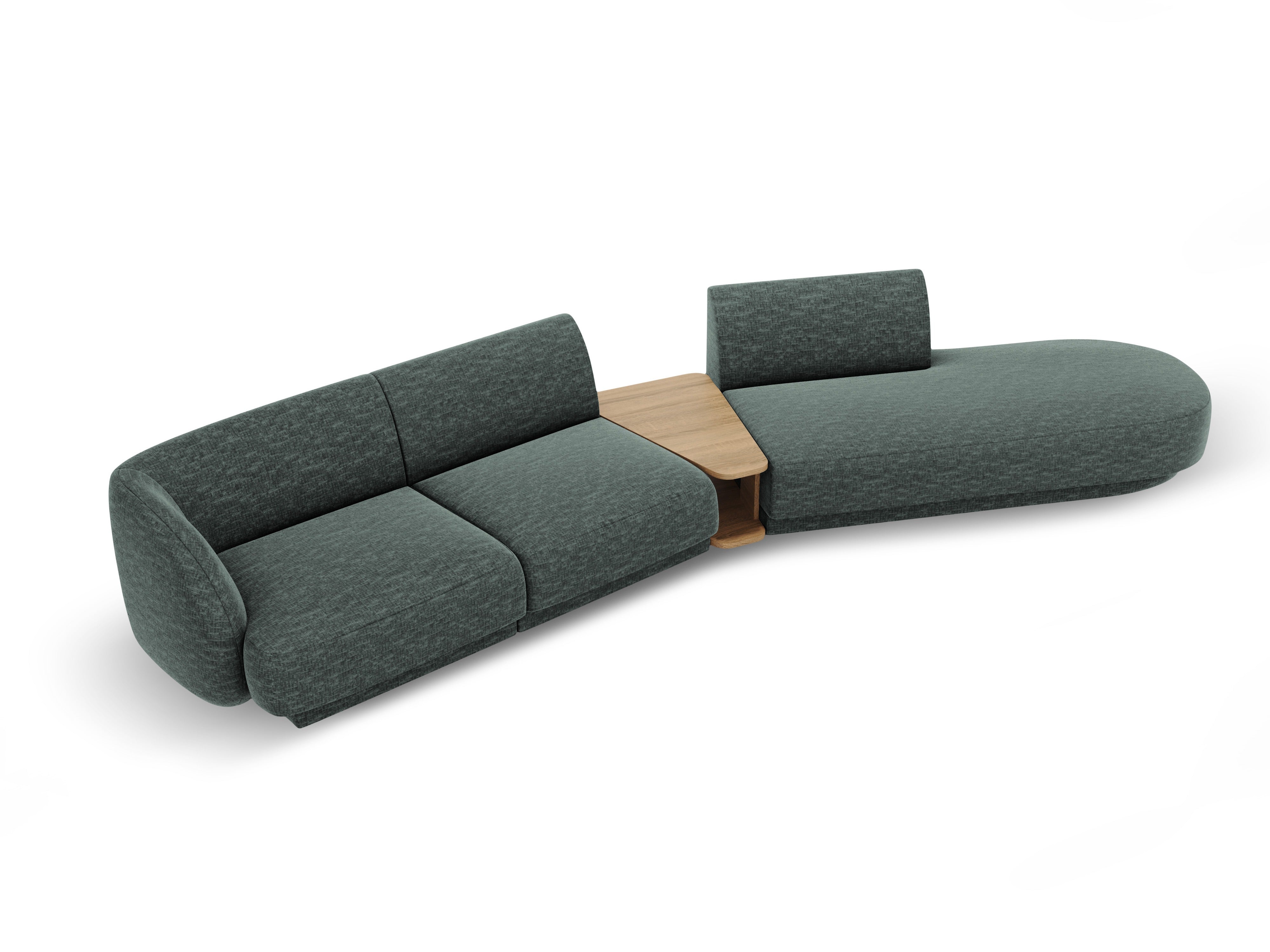 Modulares Sofa mit Tisch, 4-Sitzer MILEY petrol, samtig