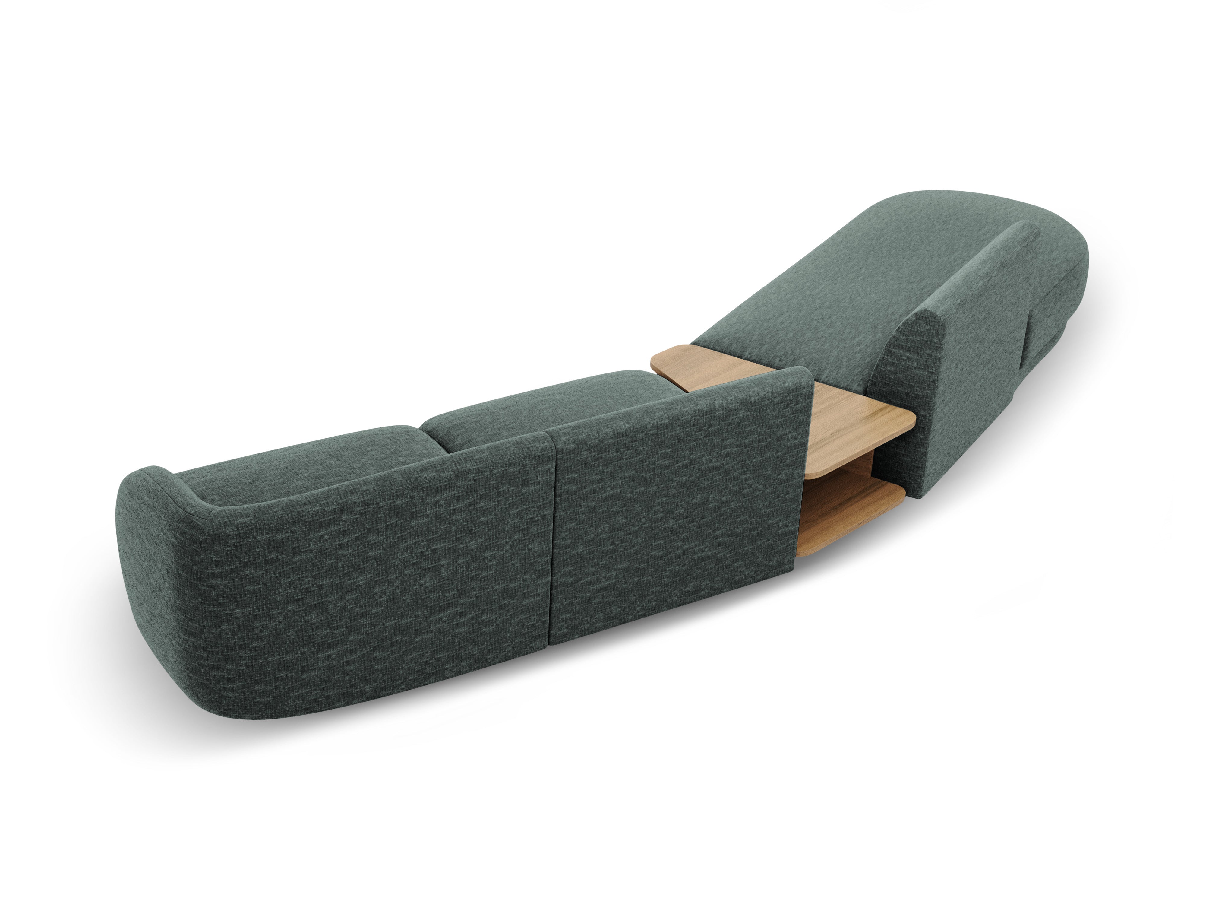 Sofa modułowa lewostronna ze stolikiem 4-osobowa MILEY petrol szenil jedwabisty