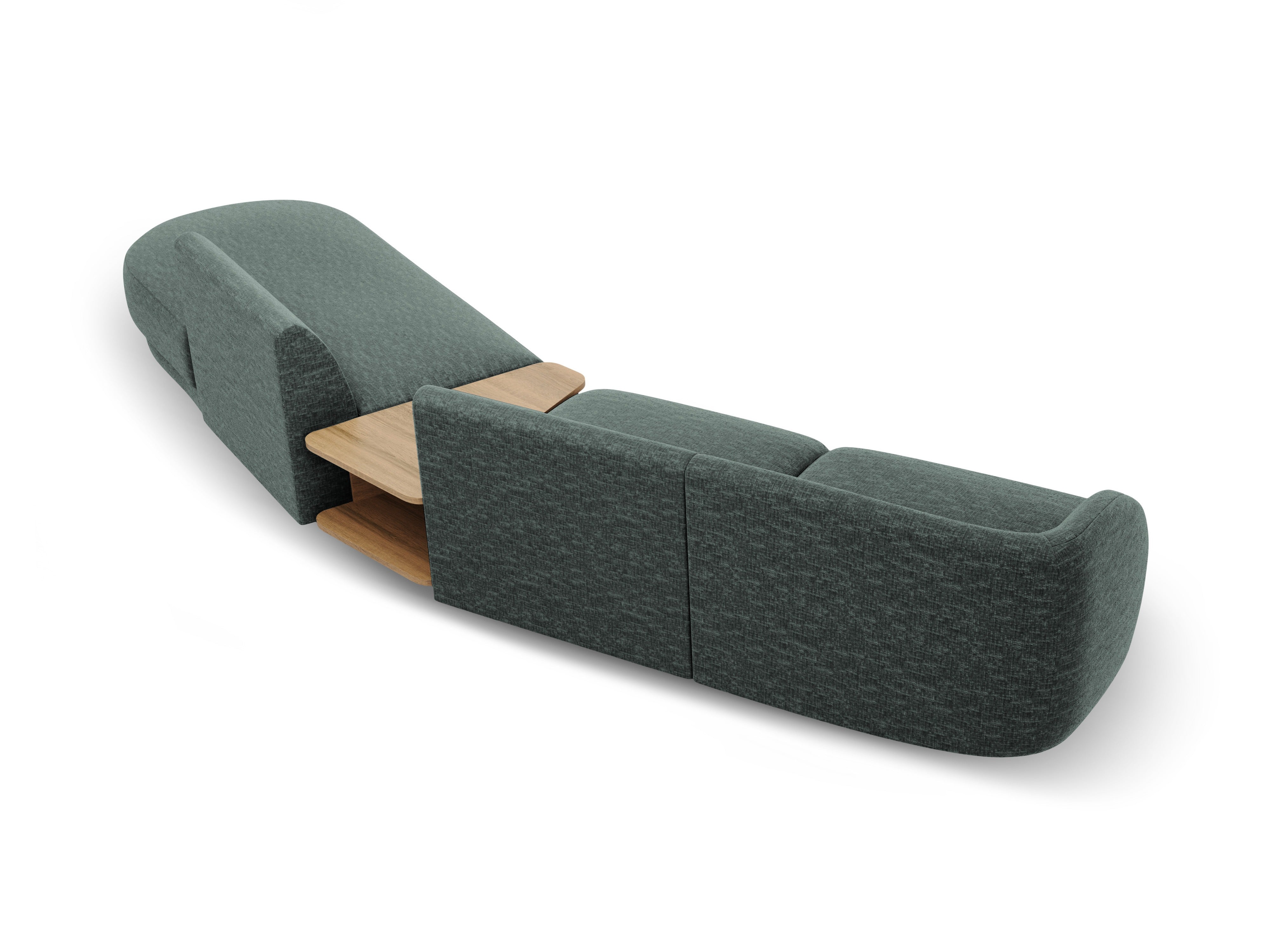 Modulares Sofa mit Tisch, 4-Sitzer MILEY petrol, samtig